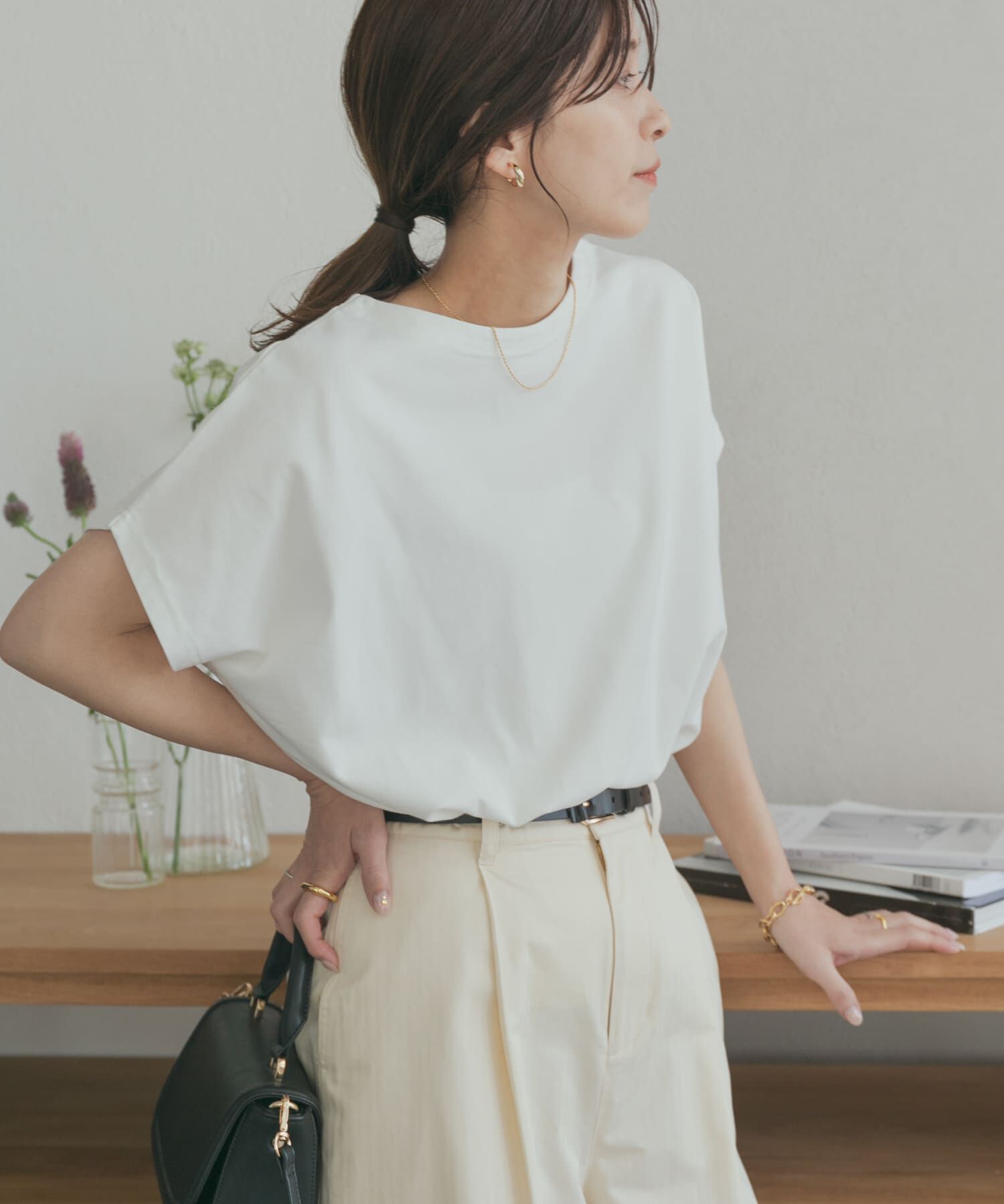 URBAN RESEARCH DOORS「『UR TECH ひやサラクール』ドライコットンボートネックプルオーバー」|Tシャツ・カットソー|