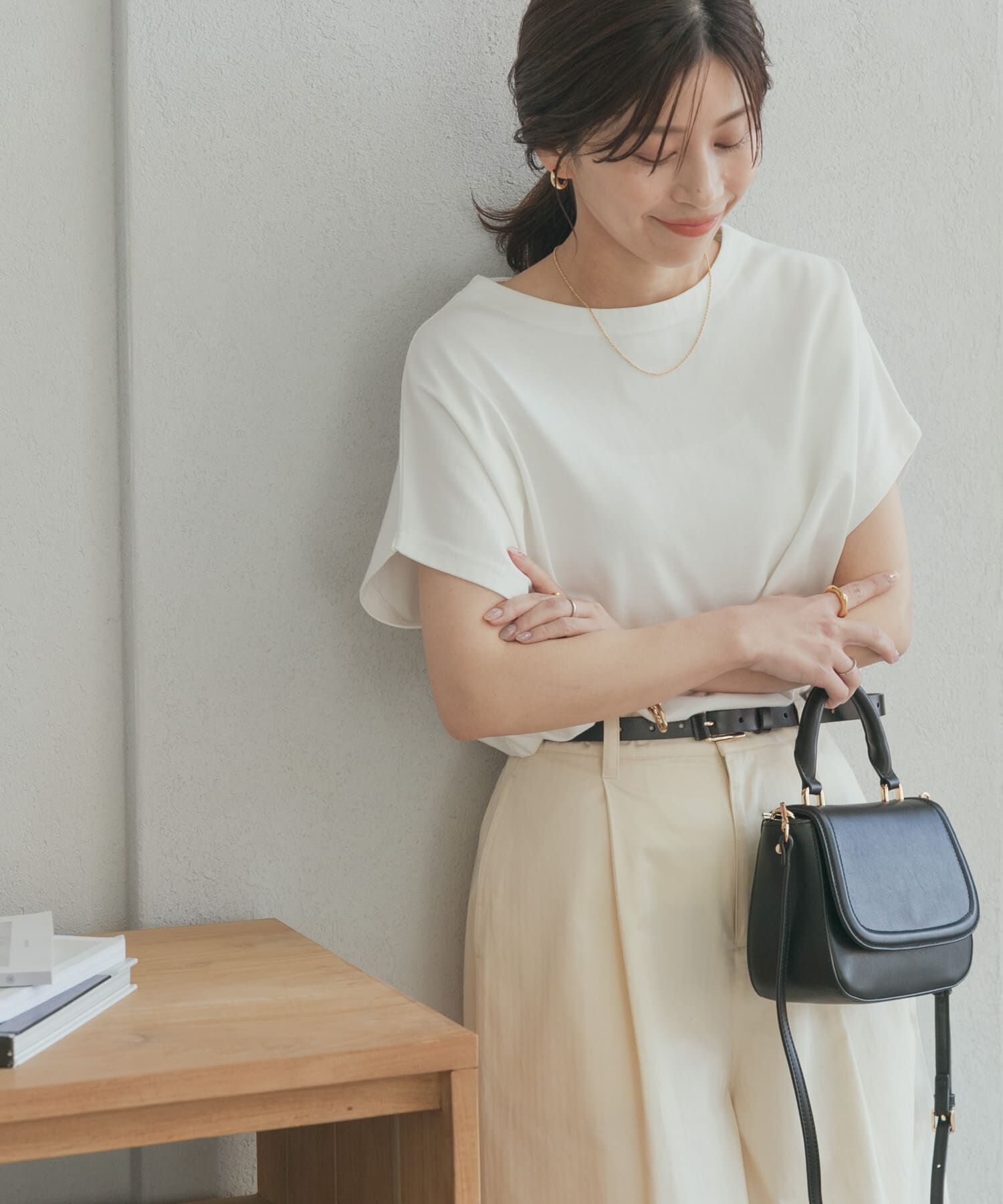 URBAN RESEARCH DOORS「『UR TECH ひやサラクール』ドライコットンボートネックプルオーバー」|Tシャツ・カットソー|