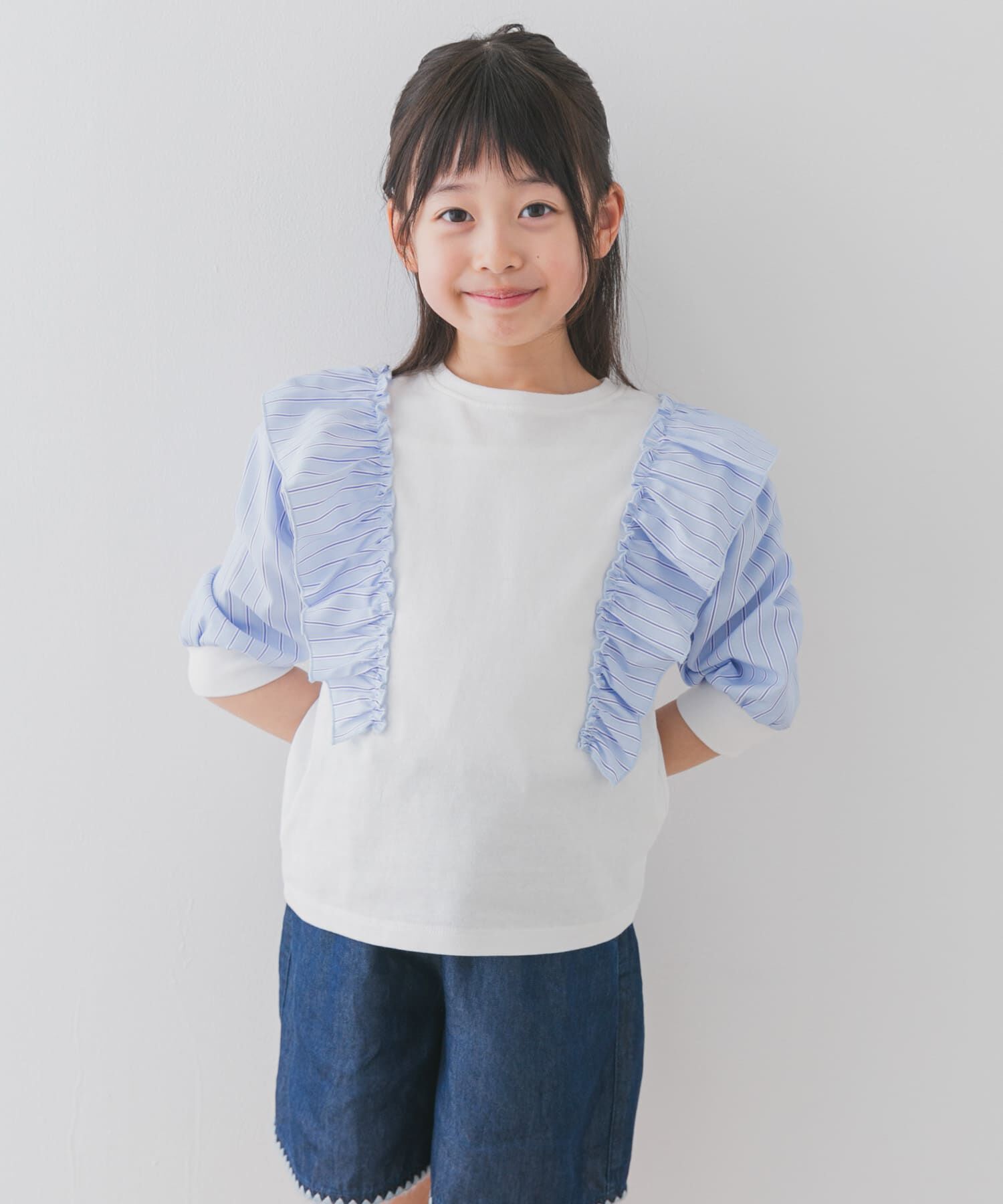 URBAN RESEARCH DOORS「布帛ドッキングフリルカットソー(KIDS)」|その他|オフホワイト
