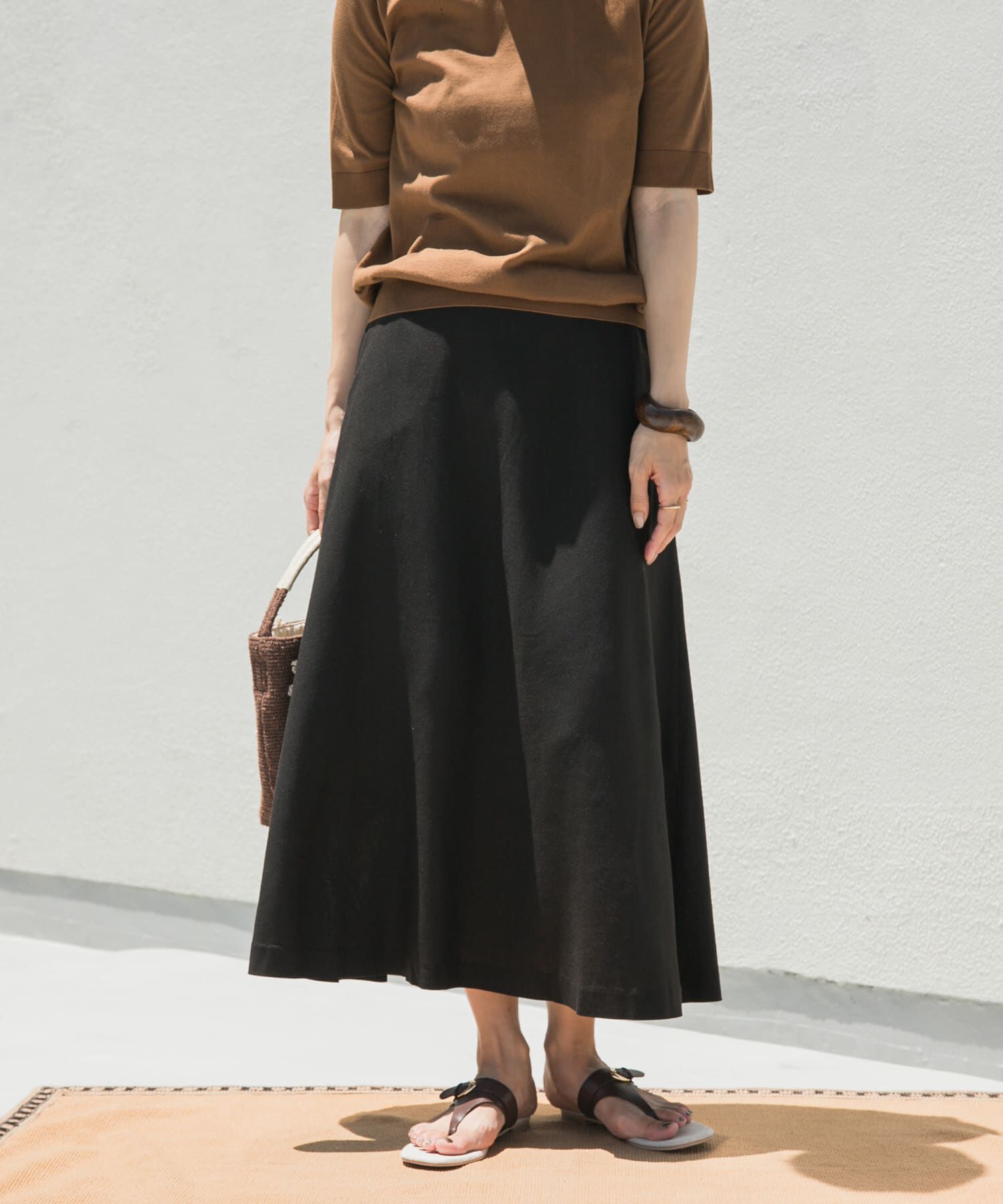 URBAN RESEARCH DOORS「麻混レーヨンフレアスカート」|スカート|