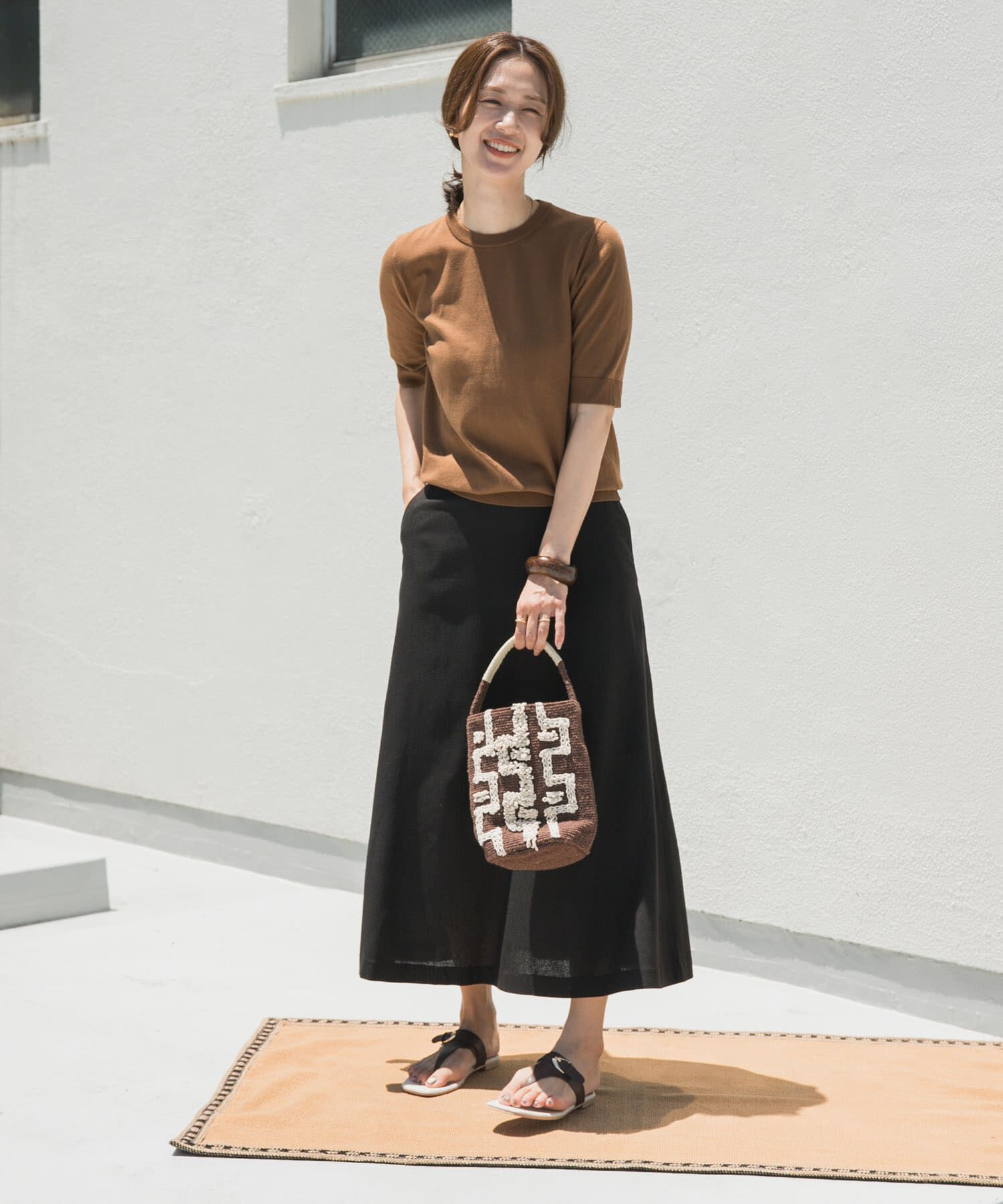 URBAN RESEARCH DOORS「麻混レーヨンフレアスカート」|スカート|