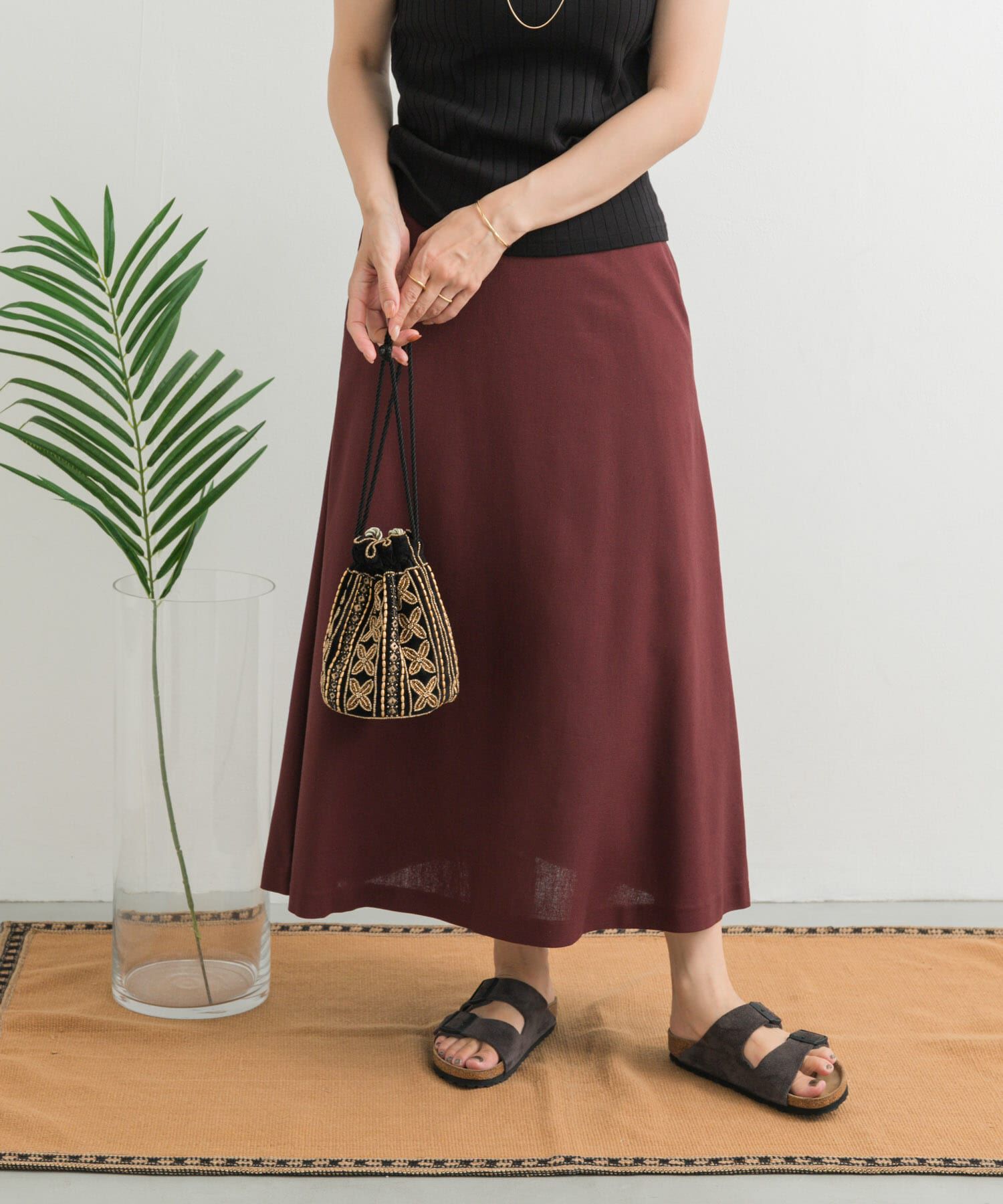 URBAN RESEARCH DOORS「麻混レーヨンフレアスカート」|スカート|