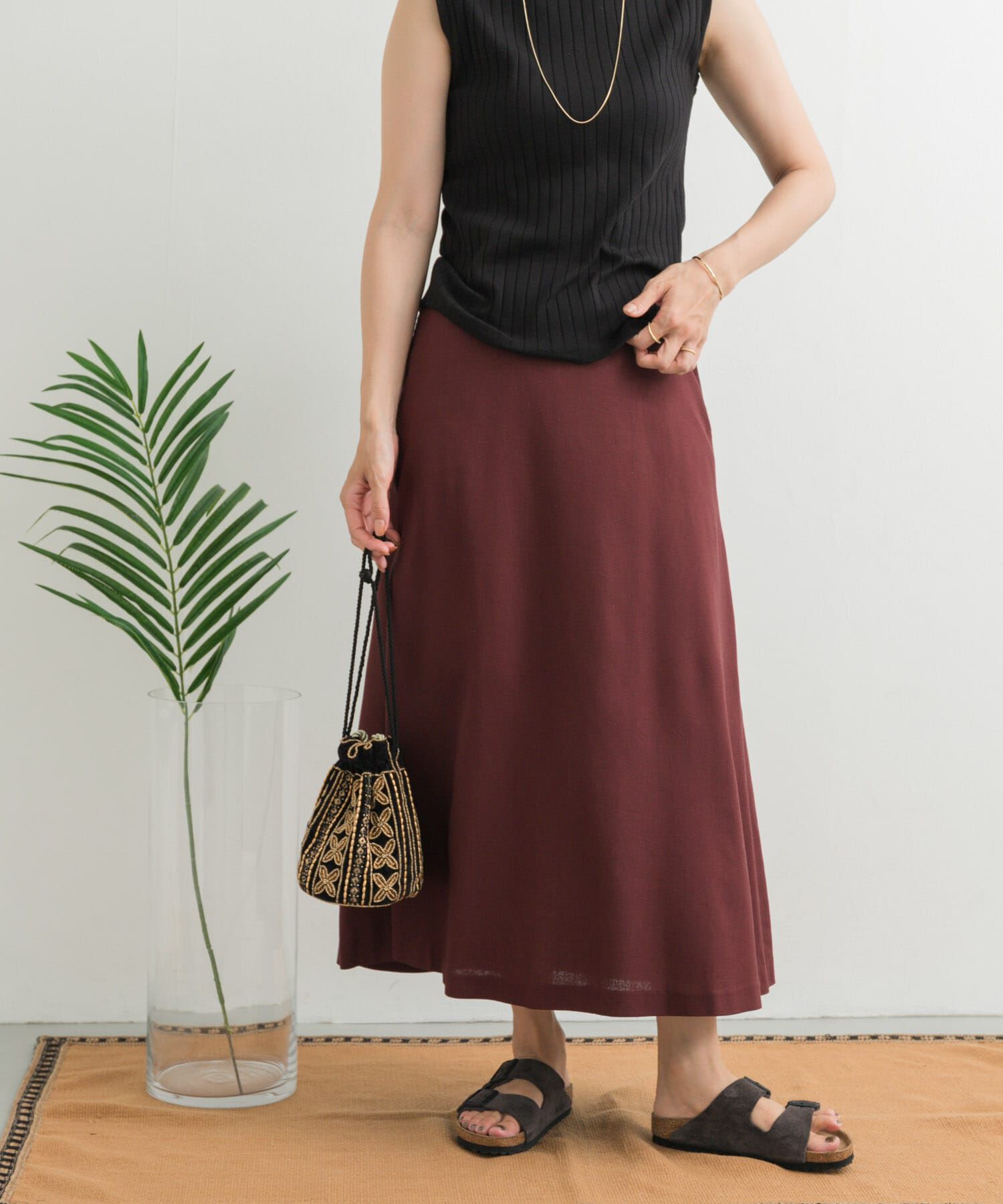 URBAN RESEARCH DOORS「麻混レーヨンフレアスカート」|スカート|