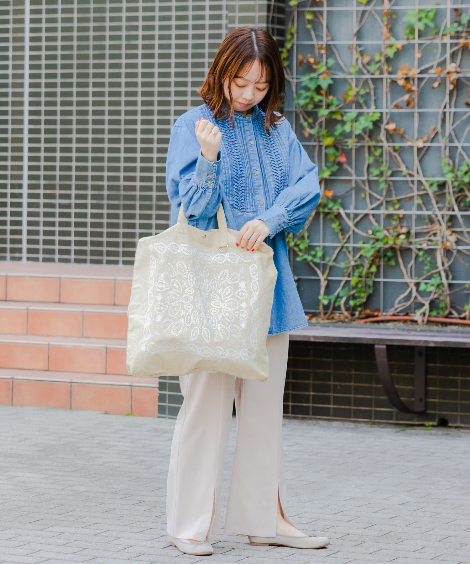 RODE SKO「リップストップダブルショルダー柄トート」|トートバッグ|