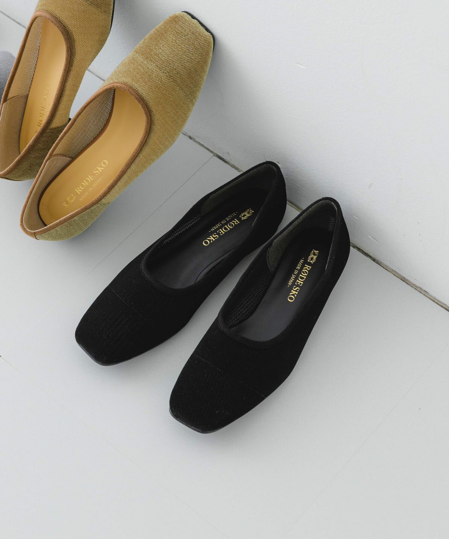 RODE SKO「『MADE IN JAPAN』スクエアベロアメッシュフラット」|バレエシューズ|