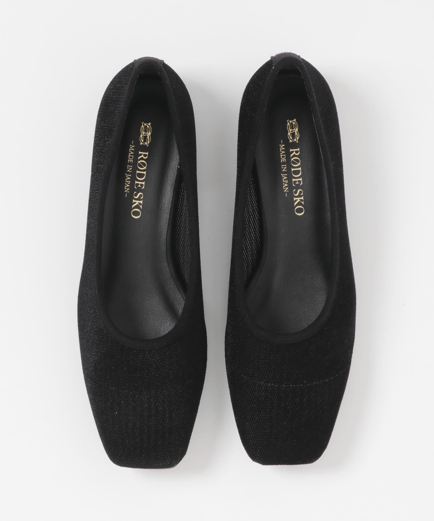 RODE SKO「『MADE IN JAPAN』スクエアベロアメッシュフラット」|バレエシューズ|