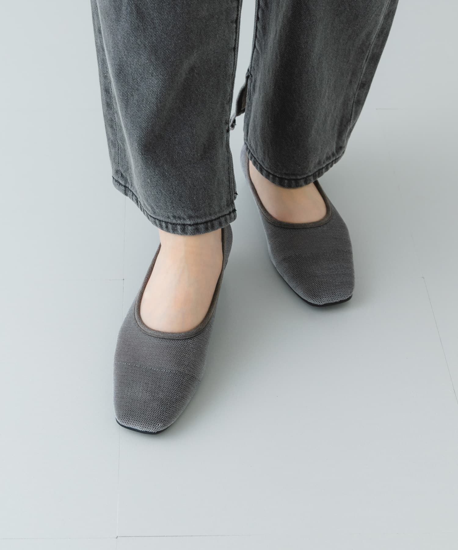 RODE SKO「『MADE IN JAPAN』スクエアベロアメッシュフラット」|バレエシューズ|