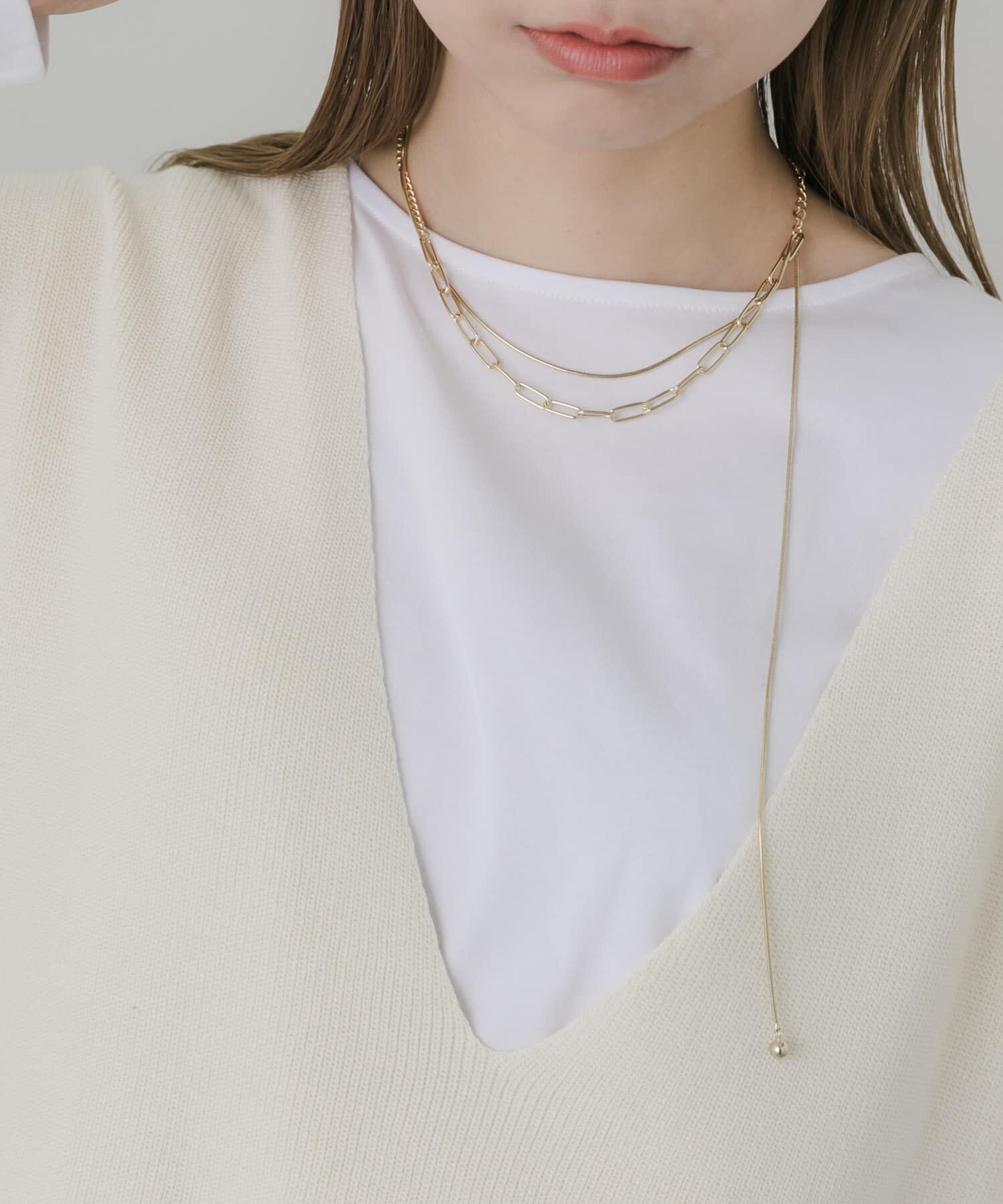 SMELLY「チェーン2レイヤードネックレス」|ネックレス|ゴールド