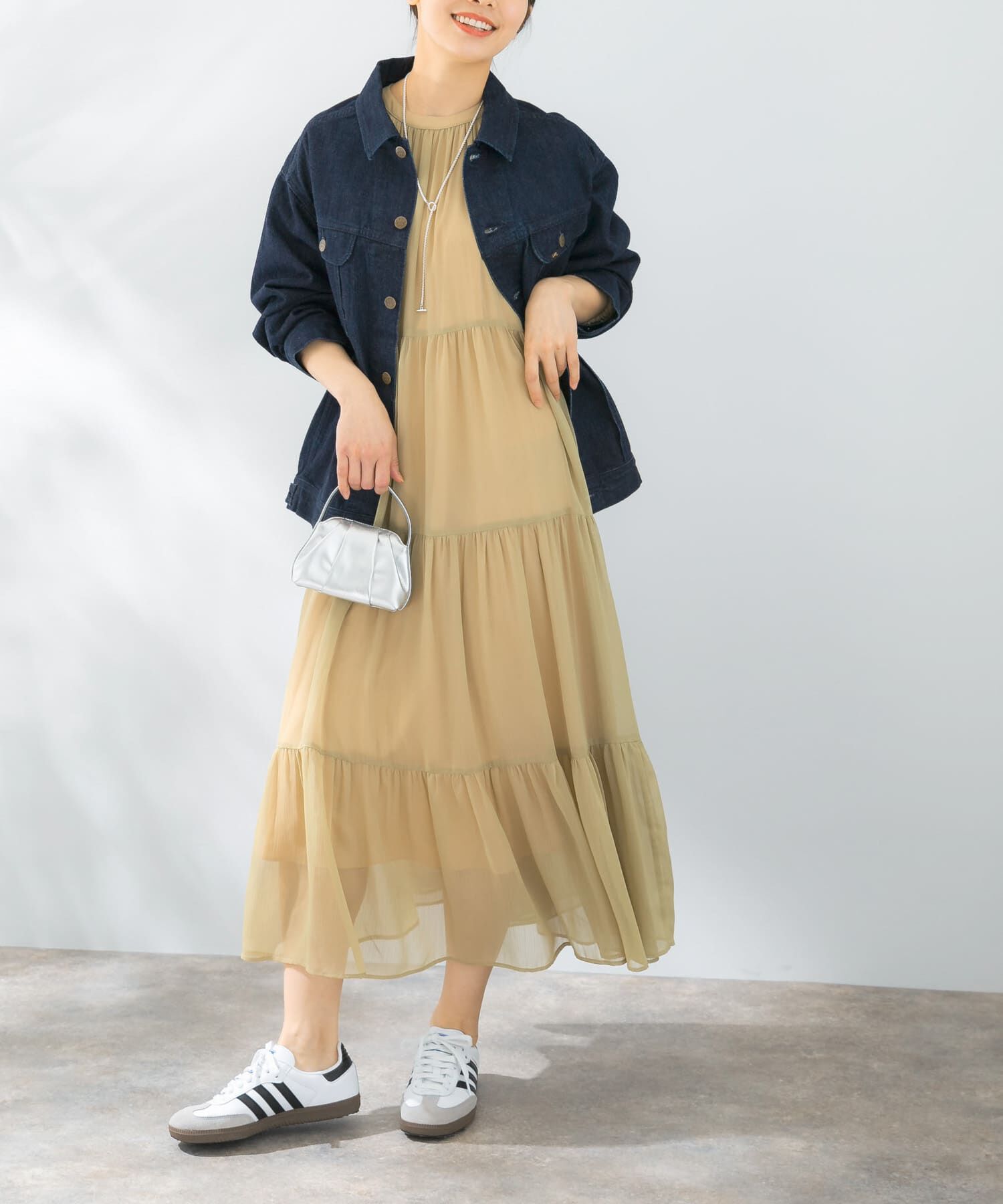 URBAN RESEARCH ROSSO「シアーティアードワンピース」|ワンピース|グリーン系その他