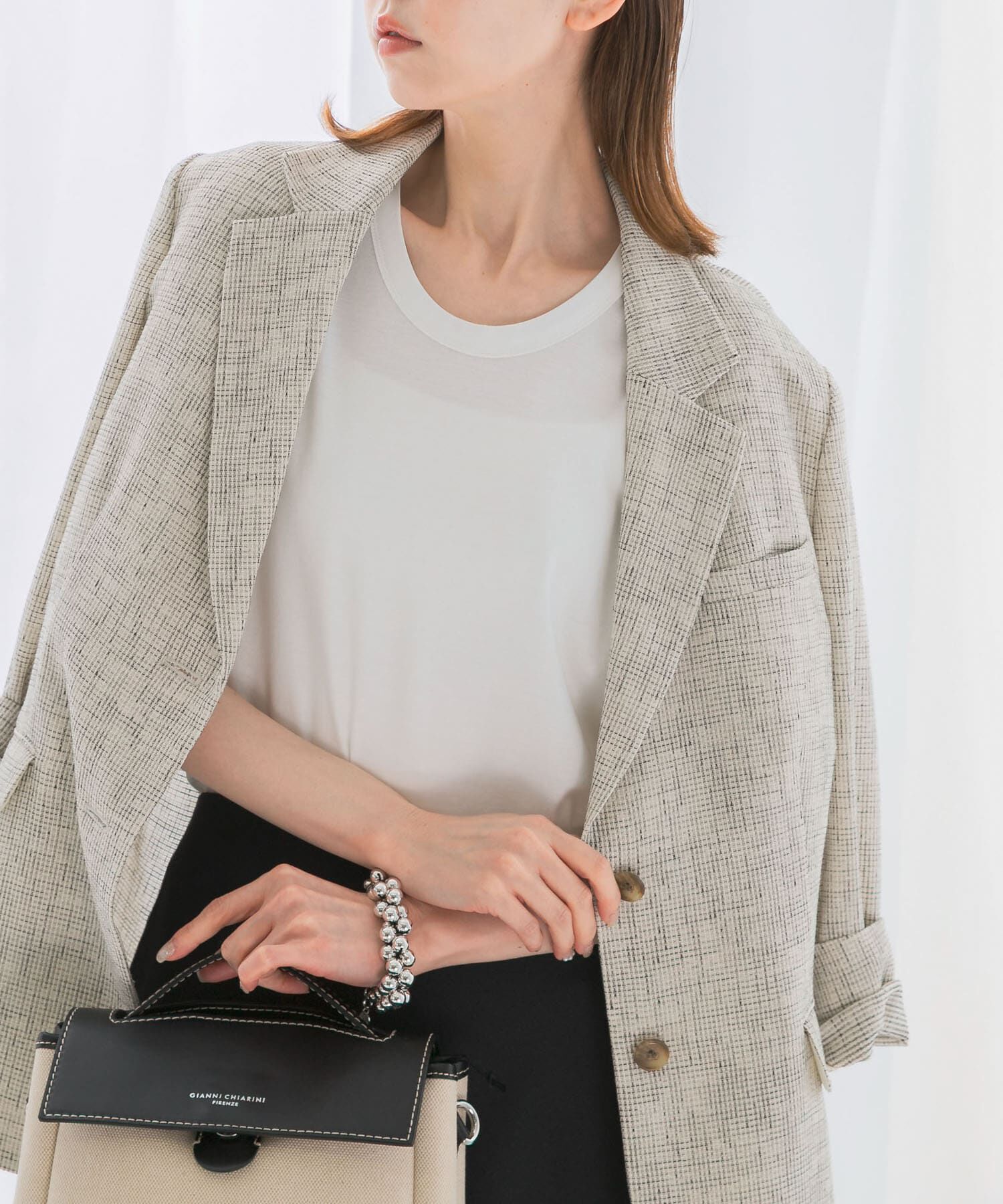 URBAN RESEARCH ROSSO「スーピマコットンUネックカットソー」|Tシャツ・カットソー|ホワイト