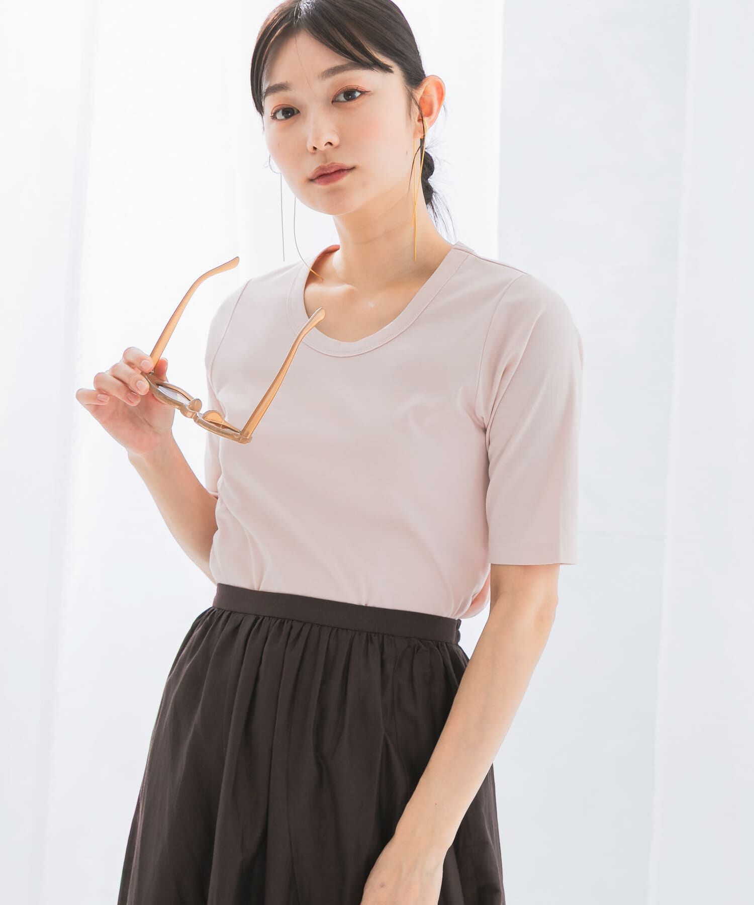 URBAN RESEARCH ROSSO「スーピマコットンUネックカットソー」|Tシャツ・カットソー|