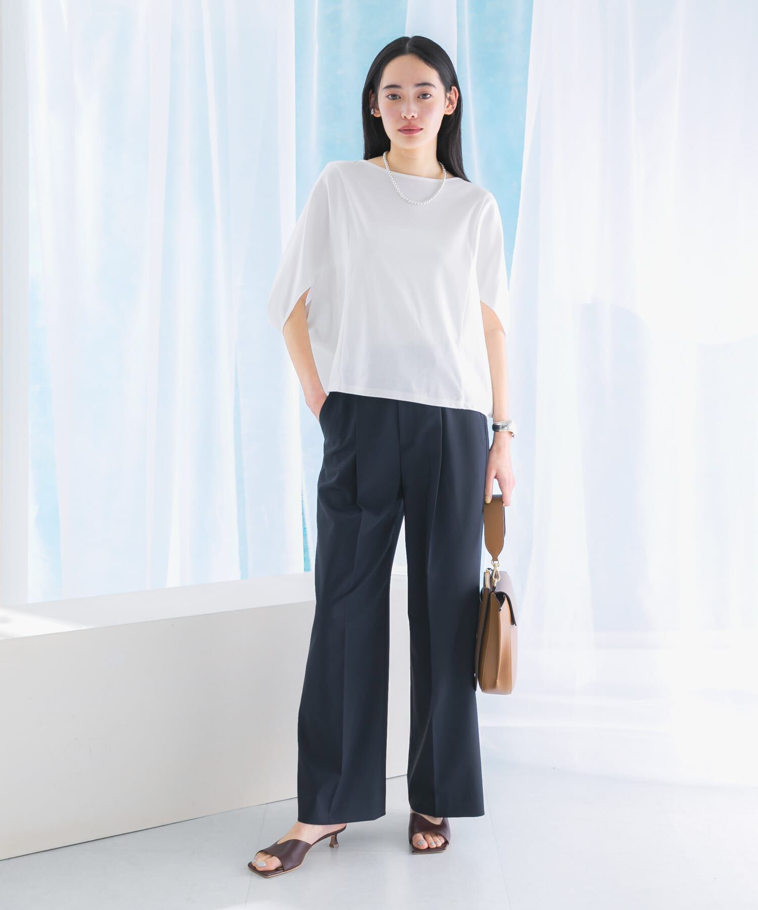 URBAN RESEARCH ROSSO「『一部WEB限定カラー』汗染防止5分袖ドルマンプルオーバー」|Tシャツ・カットソー|