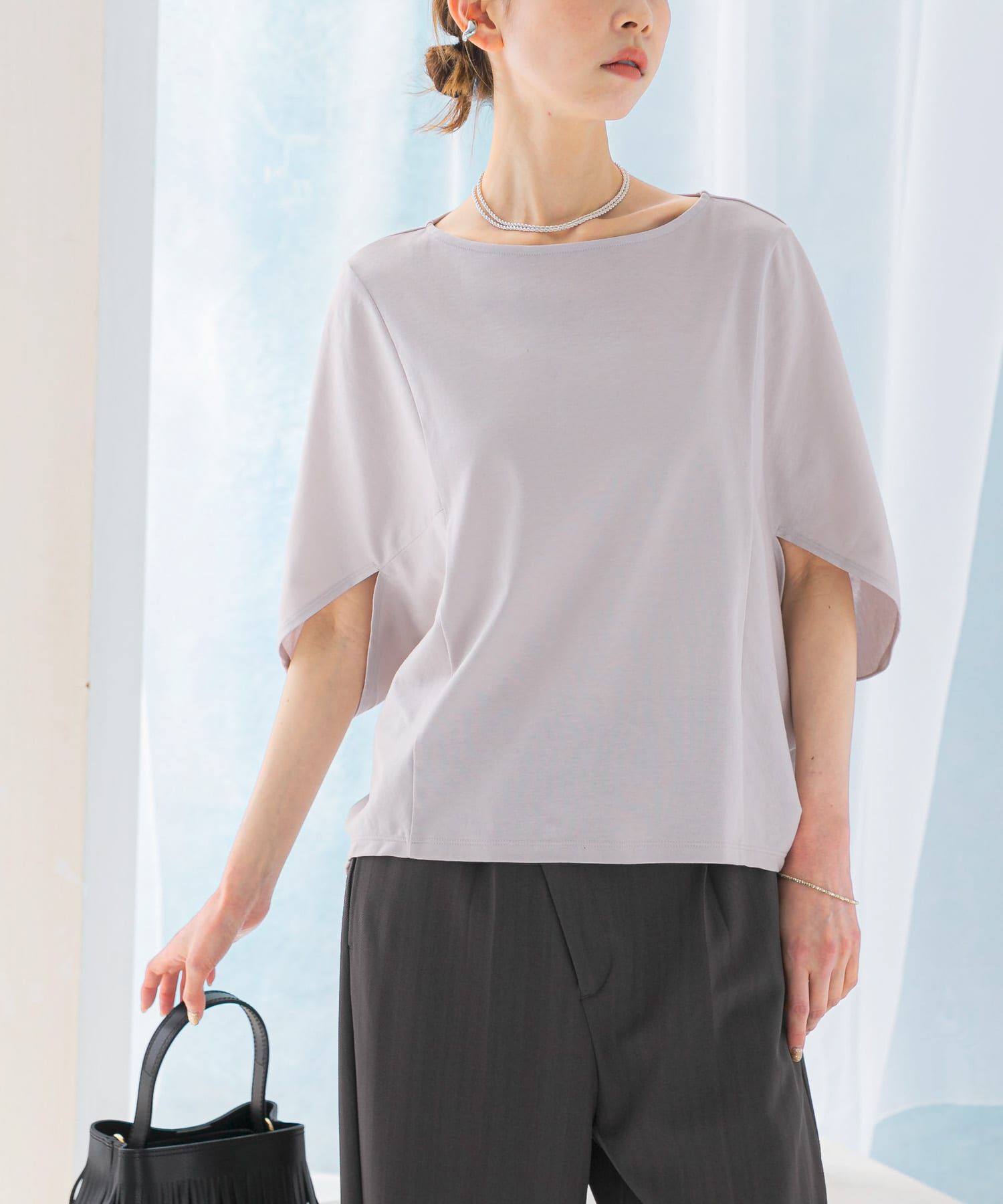 URBAN RESEARCH ROSSO「『一部WEB限定カラー』汗染防止5分袖ドルマンプルオーバー」|Tシャツ・カットソー|