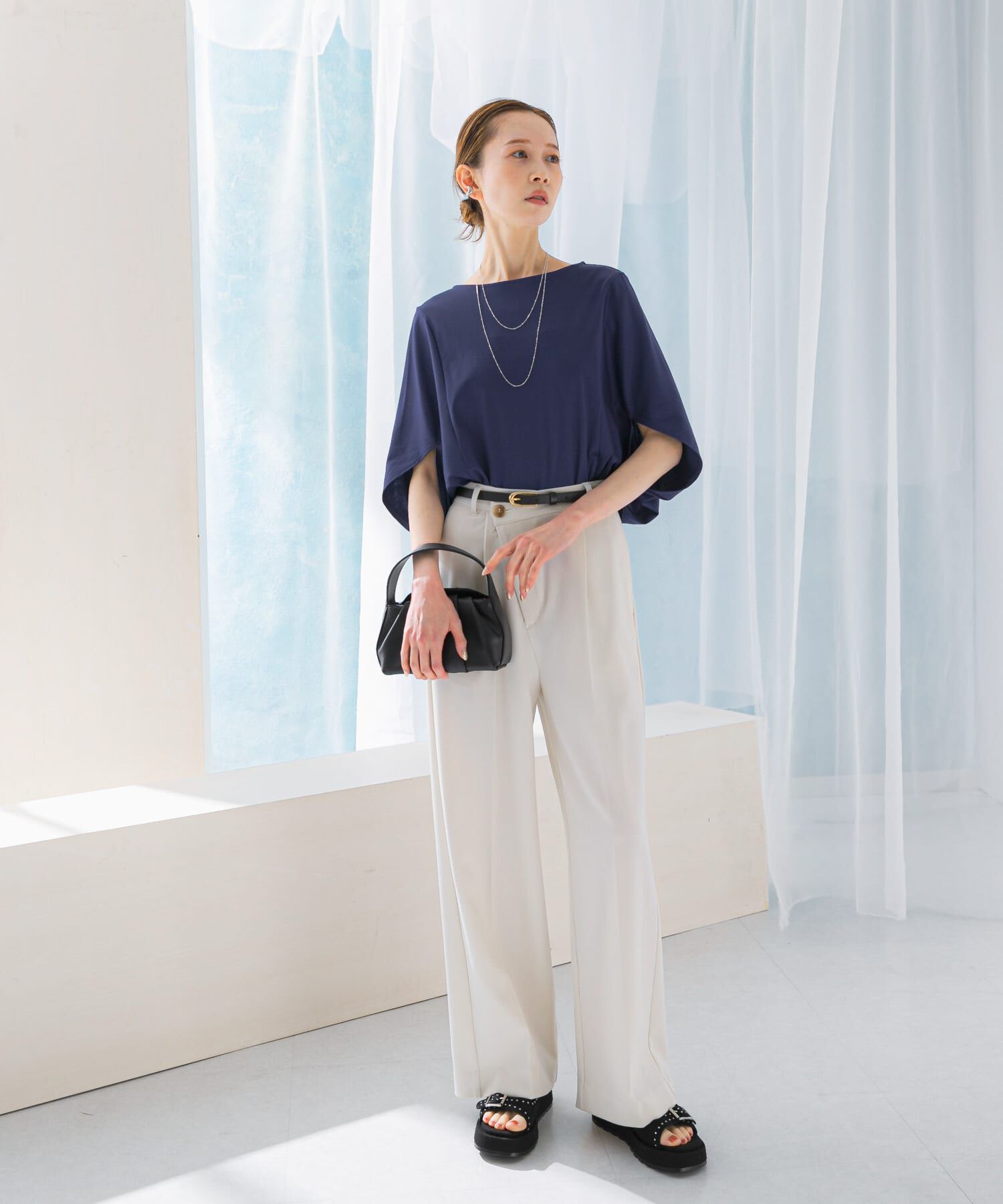 URBAN RESEARCH ROSSO「『一部WEB限定カラー』汗染防止5分袖ドルマンプルオーバー」|Tシャツ・カットソー|