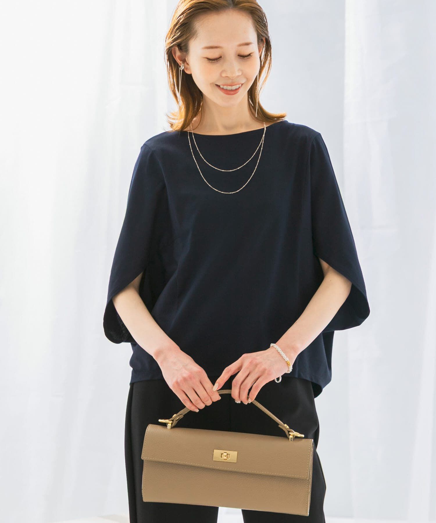 URBAN RESEARCH ROSSO「『一部WEB限定カラー』汗染防止5分袖ドルマンプルオーバー」|Tシャツ・カットソー|ネイビー