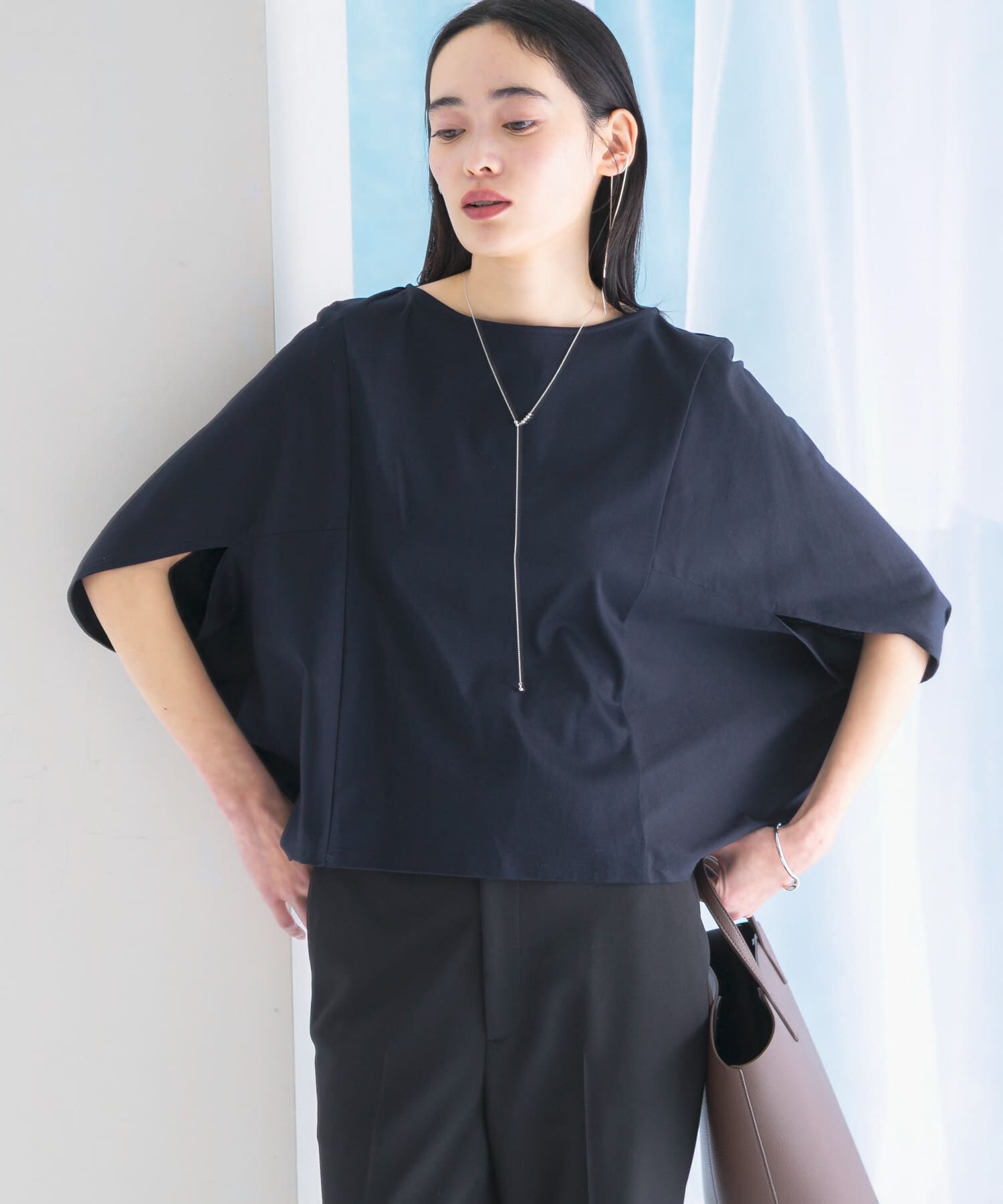 URBAN RESEARCH ROSSO「『一部WEB限定カラー』汗染防止5分袖ドルマンプルオーバー」|Tシャツ・カットソー|