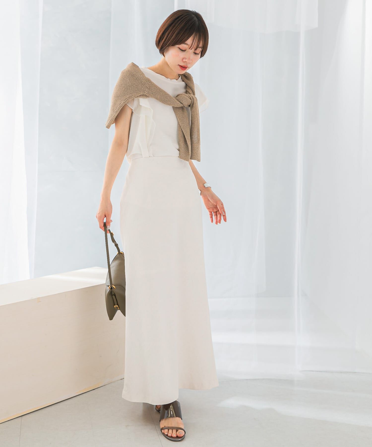 URBAN RESEARCH ROSSO「シアードッキングフリルスリーブTシャツ」|Tシャツ・カットソー|