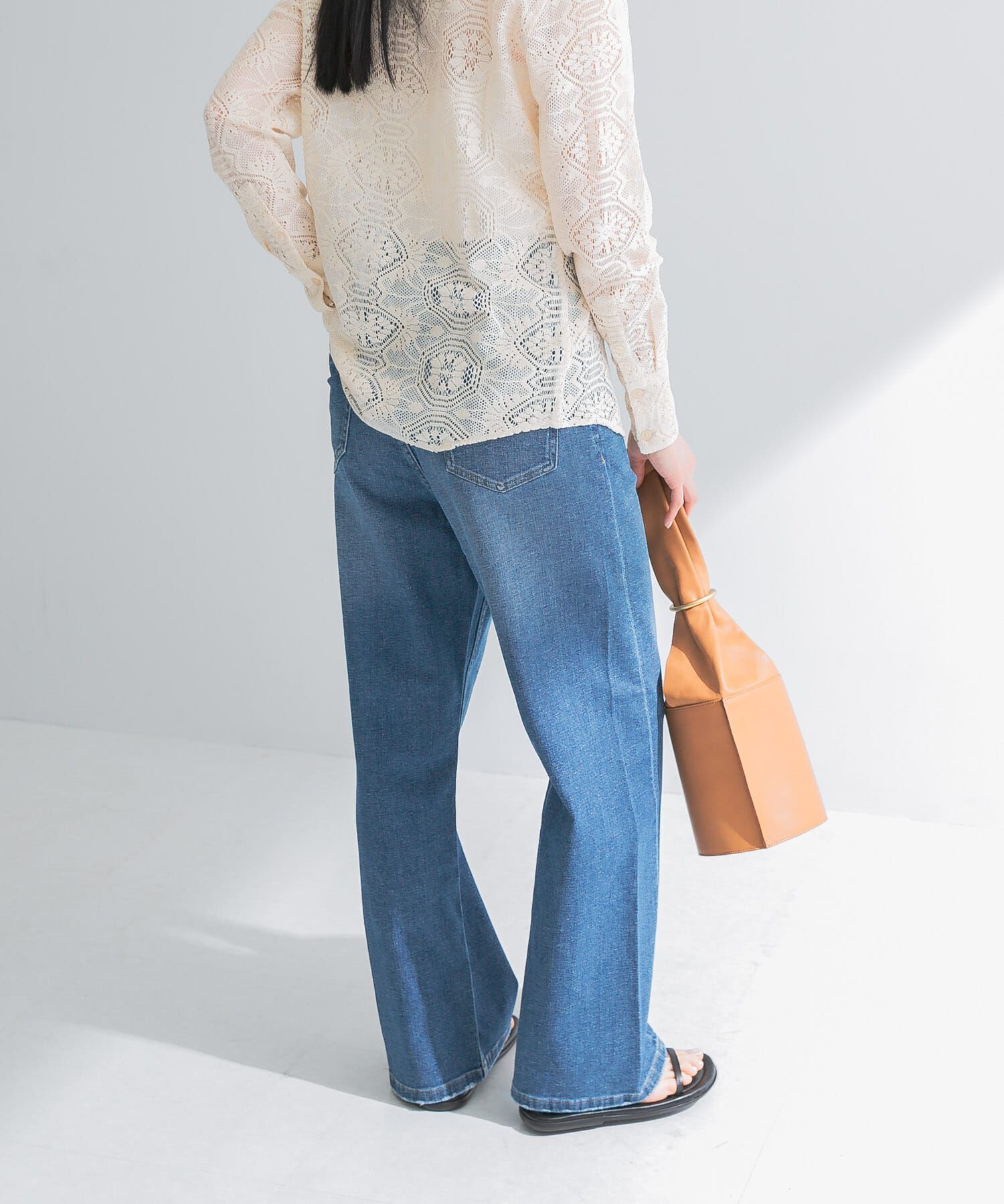 URBAN RESEARCH「『3サイズ展開』綿麻デニムワイドストレートパンツ」|デニム|