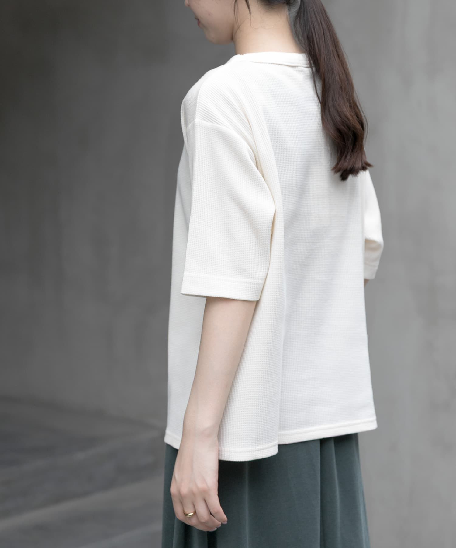 URBAN RESEARCH DOORS「FORK&SPOON　ミニワッフル5分袖Tシャツ」|Tシャツ・カットソー|