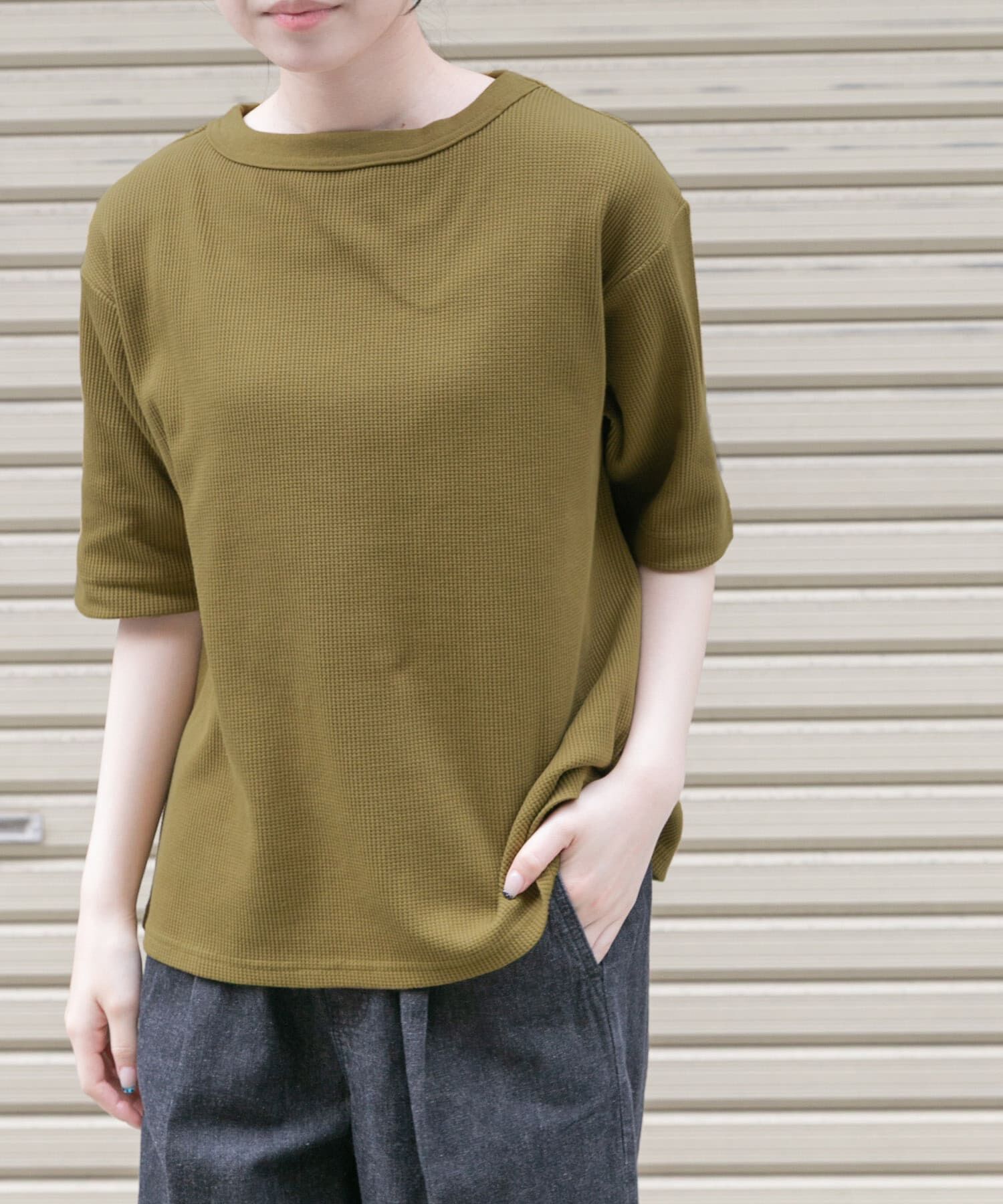 URBAN RESEARCH DOORS「FORK&SPOON　ミニワッフル5分袖Tシャツ」|Tシャツ・カットソー|