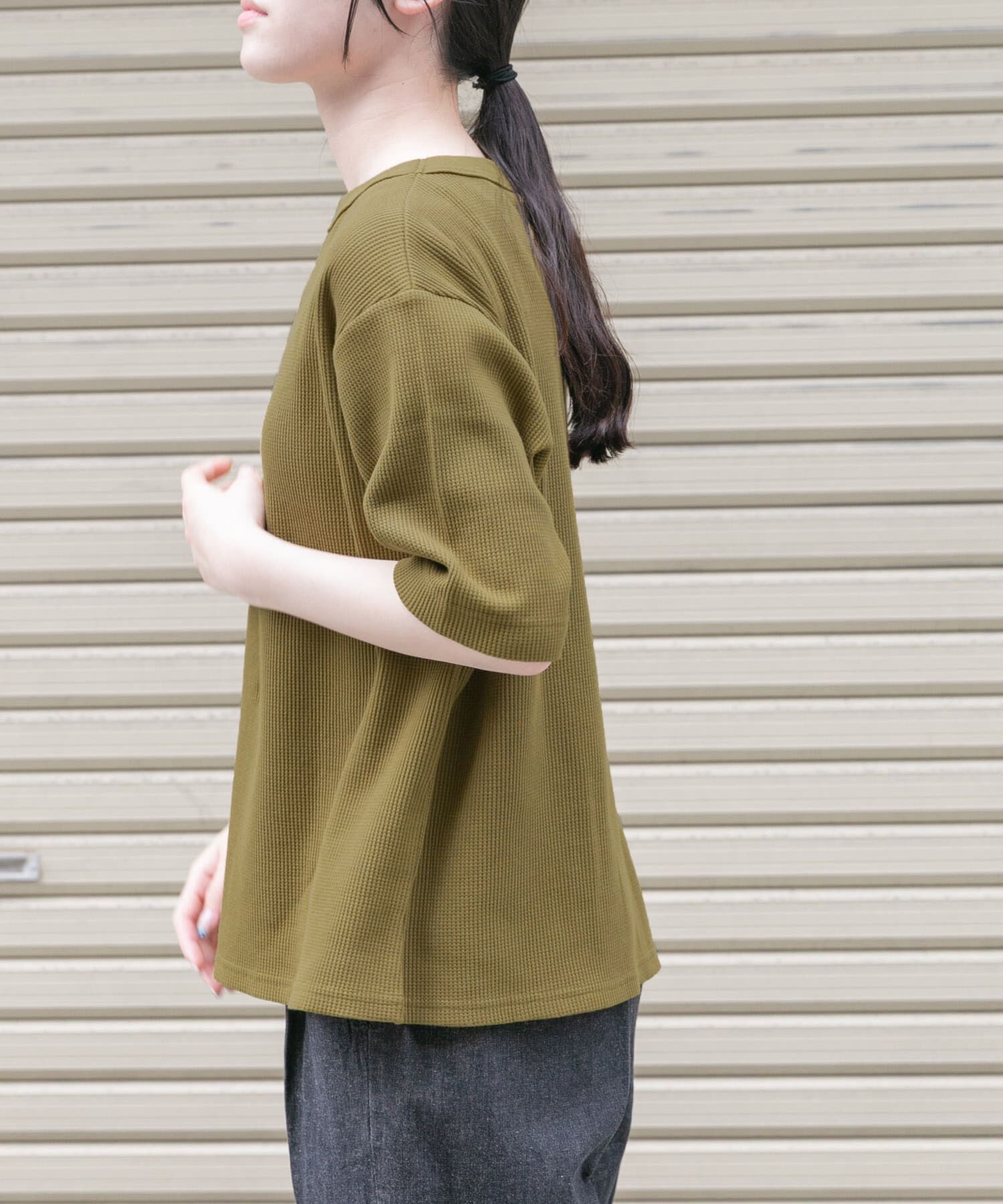 URBAN RESEARCH DOORS「FORK&SPOON　ミニワッフル5分袖Tシャツ」|Tシャツ・カットソー|