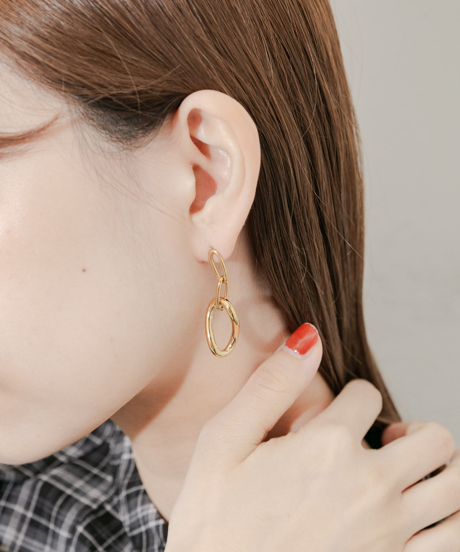 SMELLY「ステンレスニュアンスオーバルチェーンピアス」|ピアス|