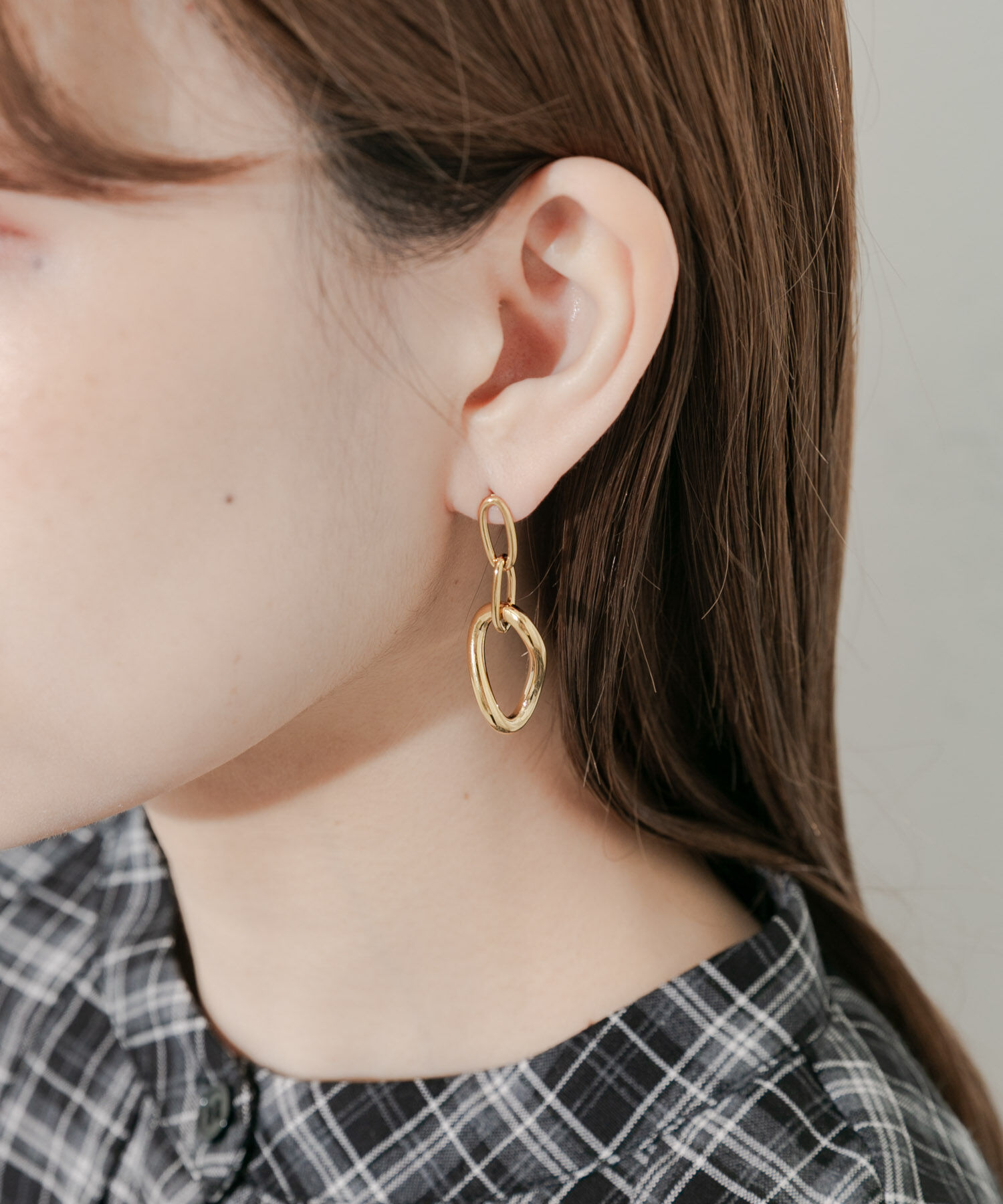 SMELLY「ステンレスニュアンスオーバルチェーンピアス」|ピアス|