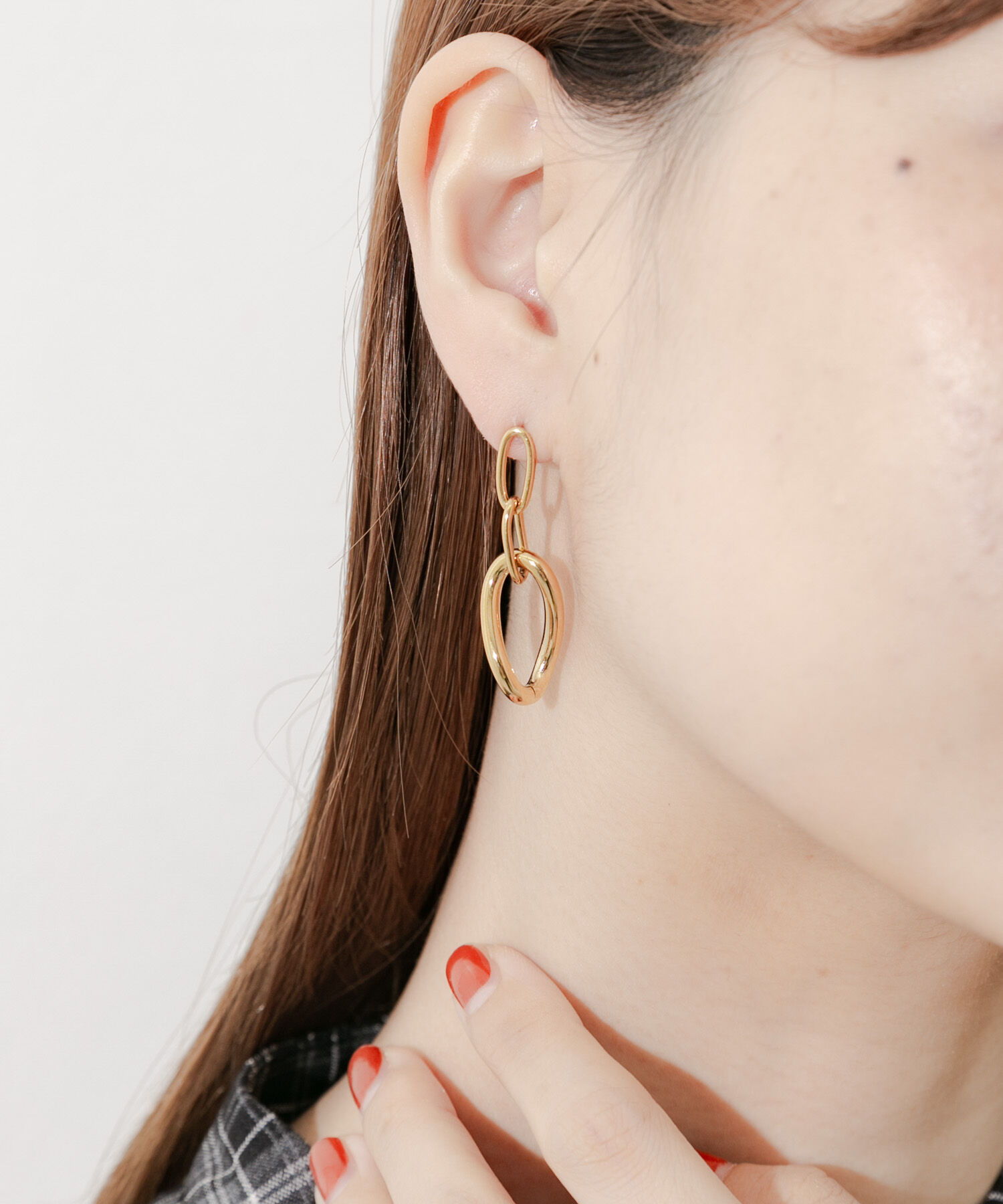 SMELLY「ステンレスニュアンスオーバルチェーンピアス」|ピアス|