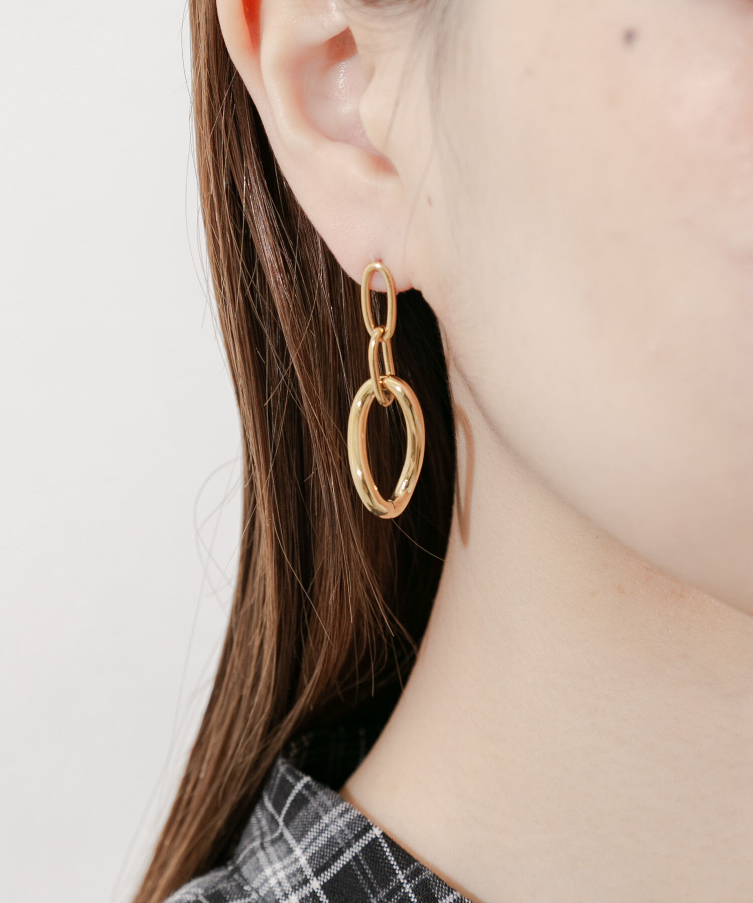 SMELLY「ステンレスニュアンスオーバルチェーンピアス」|ピアス|