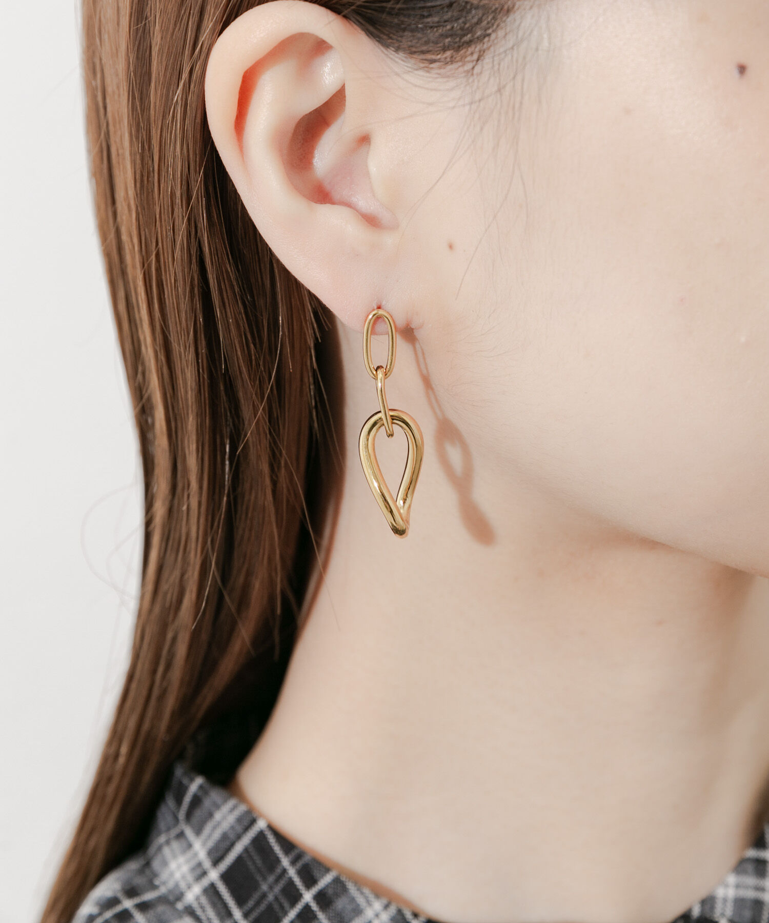 SMELLY「ステンレスニュアンスオーバルチェーンピアス」|ピアス|