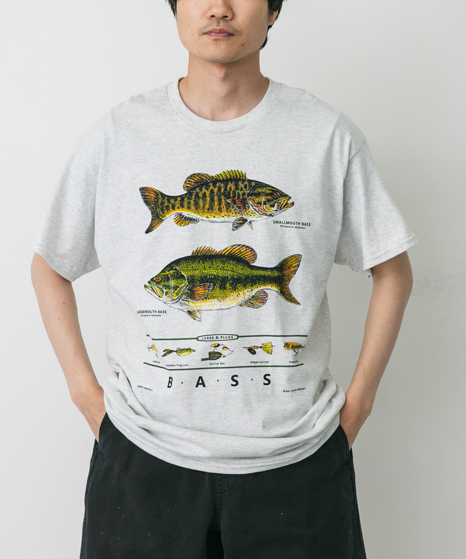 URBAN RESEARCH DOORS「LIBERTY GRAPHICS　Bass & Flies」|Tシャツ・カットソー|グレー
