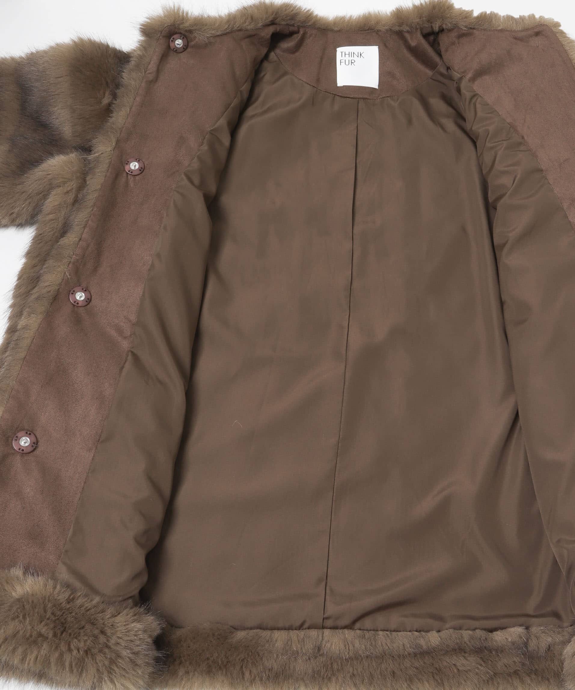 URBAN RESEARCH ROSSO「THINK FUR　Border Fur Coat」|ノーカラーコート|