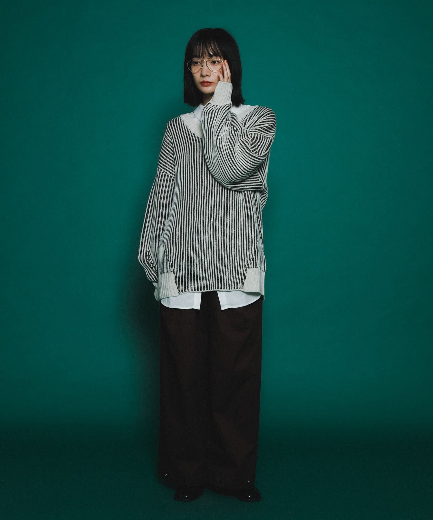  「バイカラーRIBオーバーニット」|ニット・セーター|