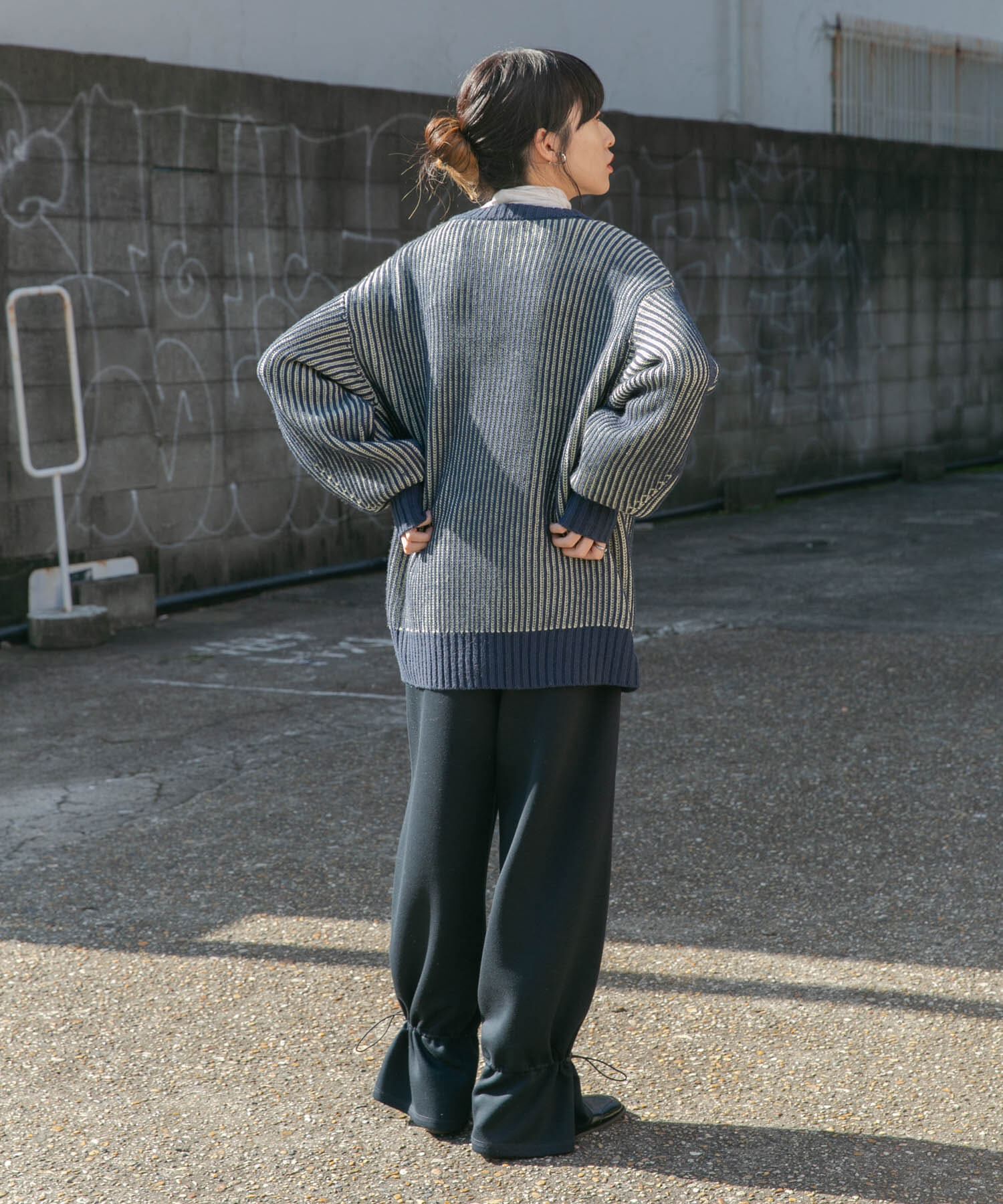  「バイカラーRIBオーバーニット」|ニット・セーター|