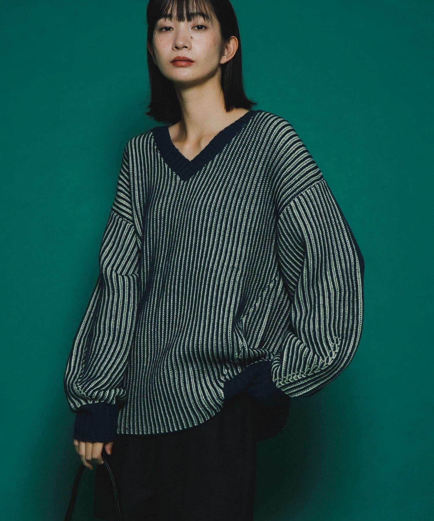  「バイカラーRIBオーバーニット」|ニット・セーター|