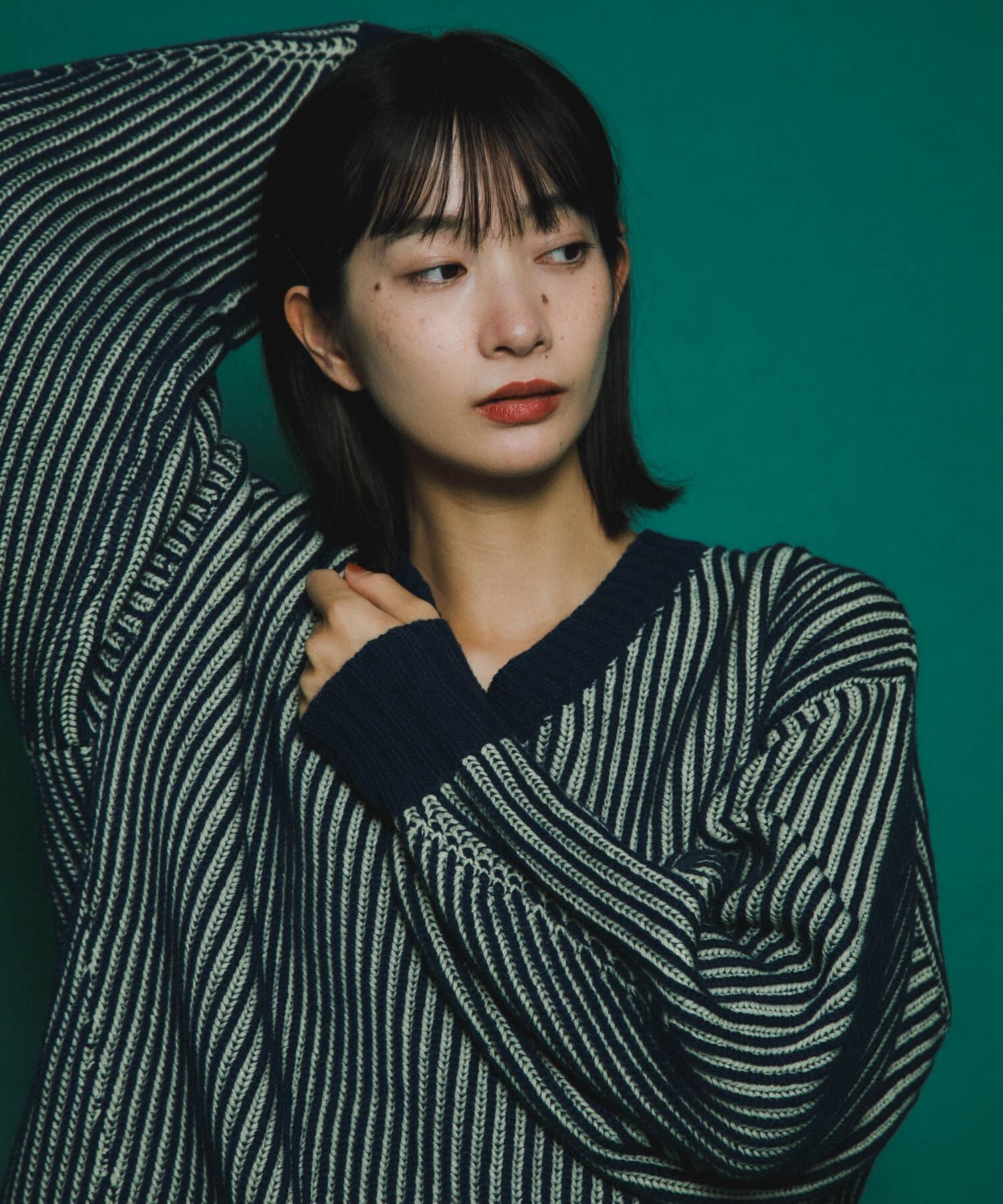  「バイカラーRIBオーバーニット」|ニット・セーター|