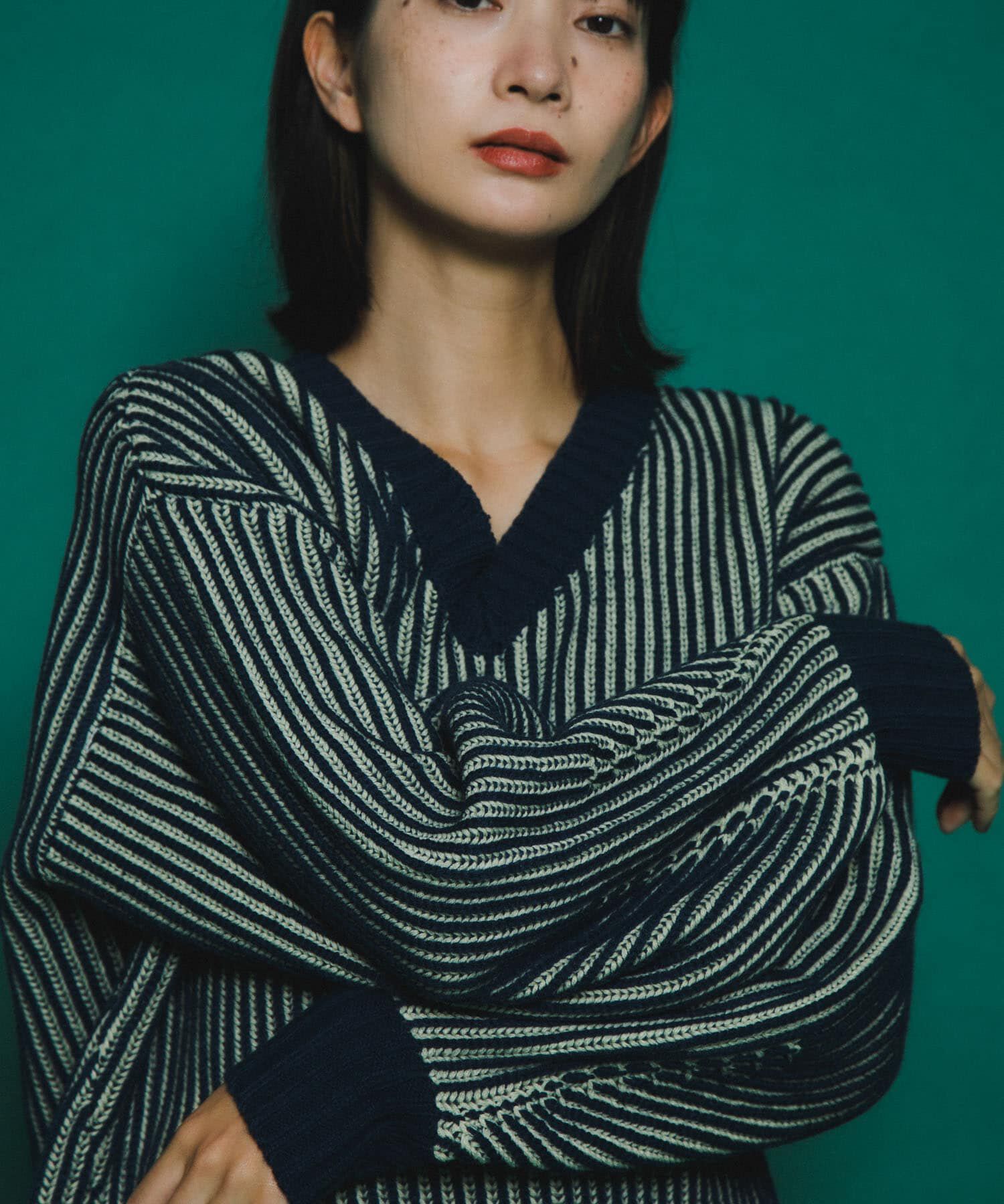  「バイカラーRIBオーバーニット」|ニット・セーター|