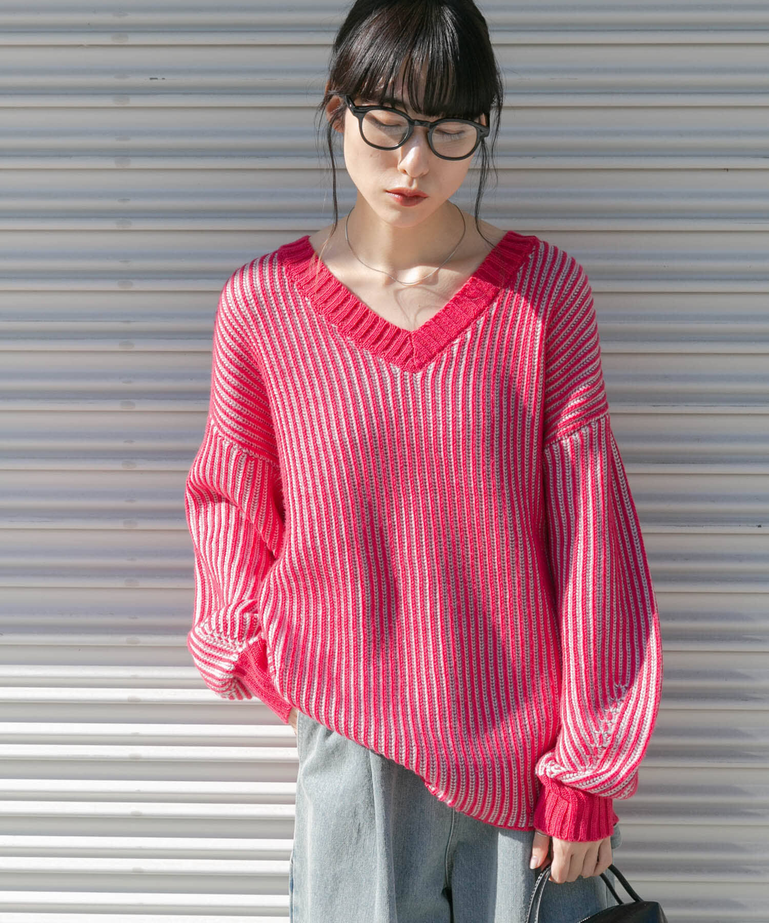  「バイカラーRIBオーバーニット」|ニット・セーター|