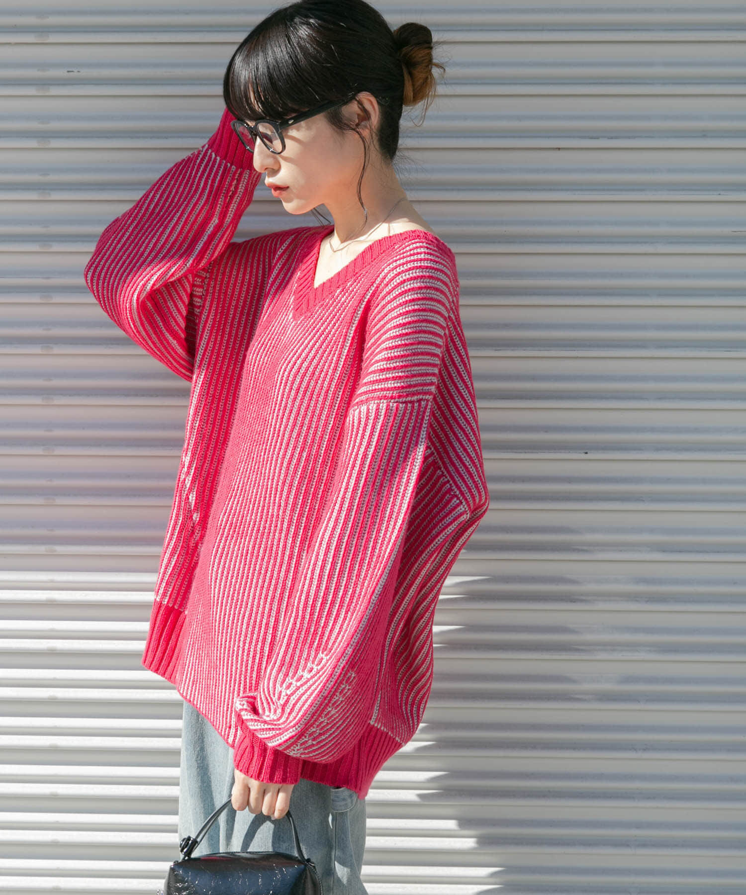  「バイカラーRIBオーバーニット」|ニット・セーター|