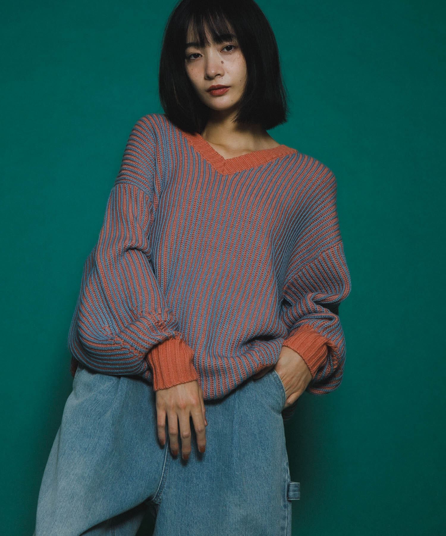  「バイカラーRIBオーバーニット」|ニット・セーター|