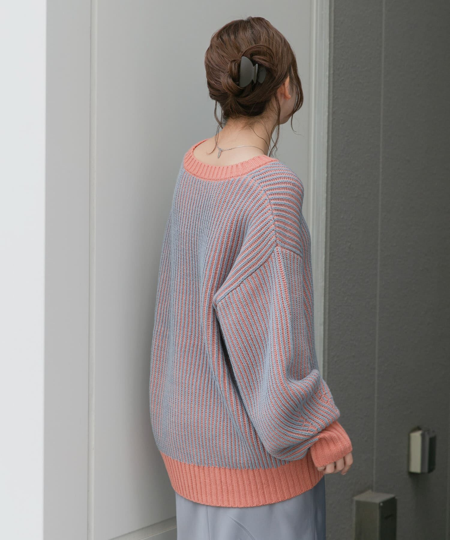  「バイカラーRIBオーバーニット」|ニット・セーター|