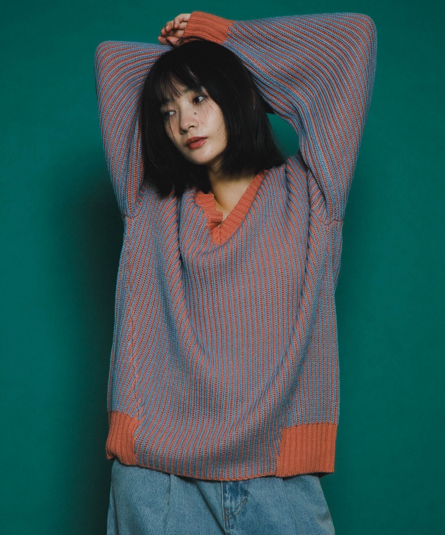  「バイカラーRIBオーバーニット」|ニット・セーター|