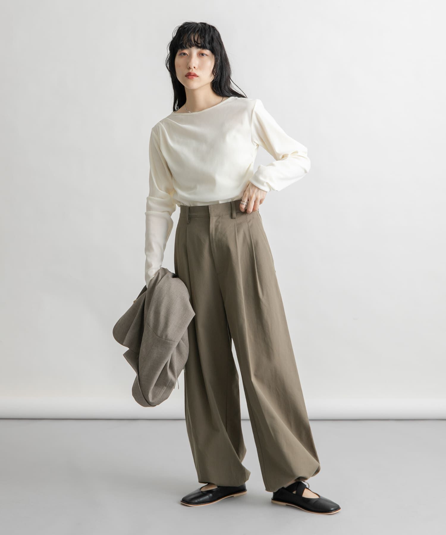  「シアーベロアドレープトップス」|Tシャツ・カットソー|