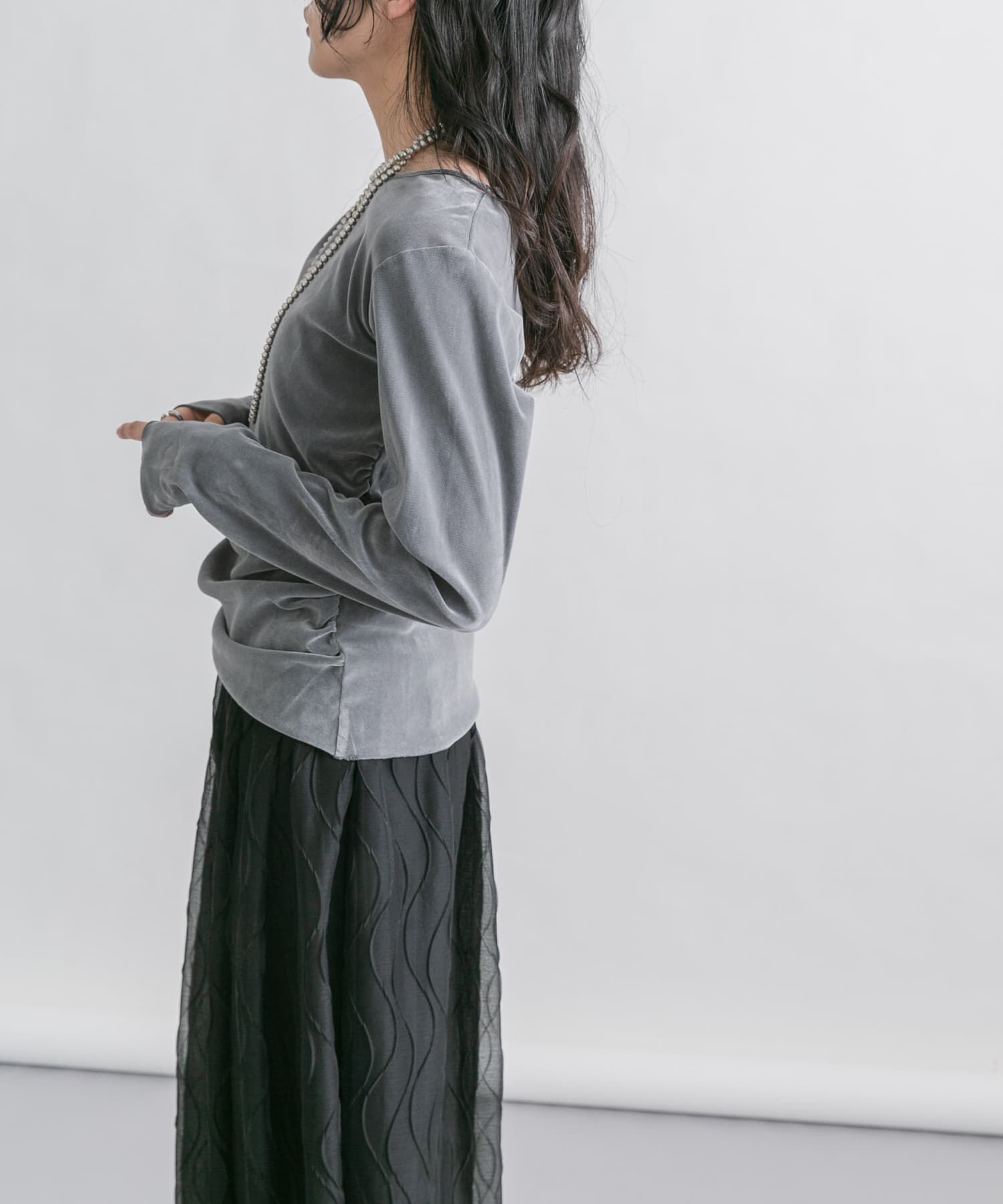  「シアーベロアドレープトップス」|Tシャツ・カットソー|