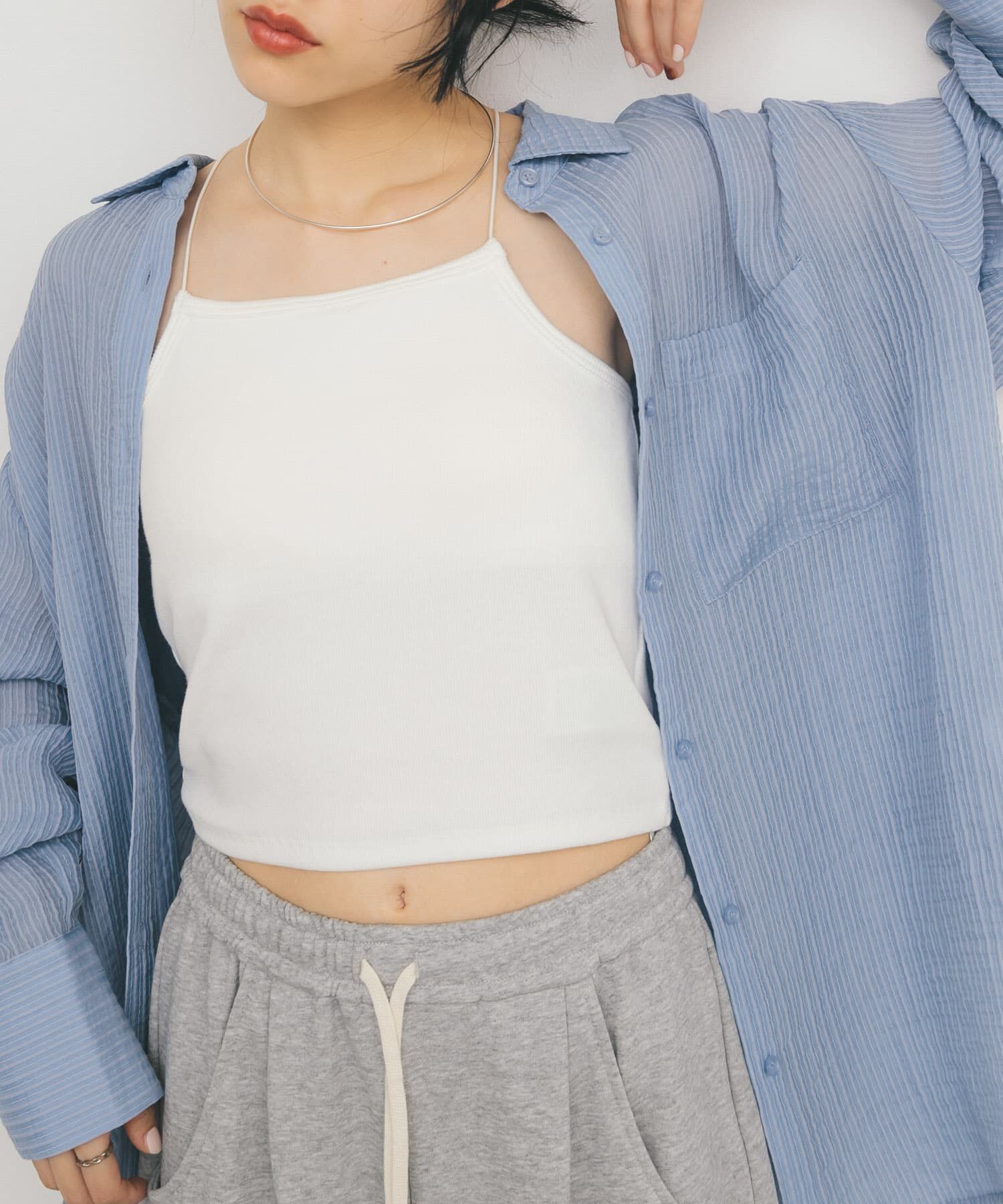  「カップ付きクロップドキャミソール」|キャミソール|