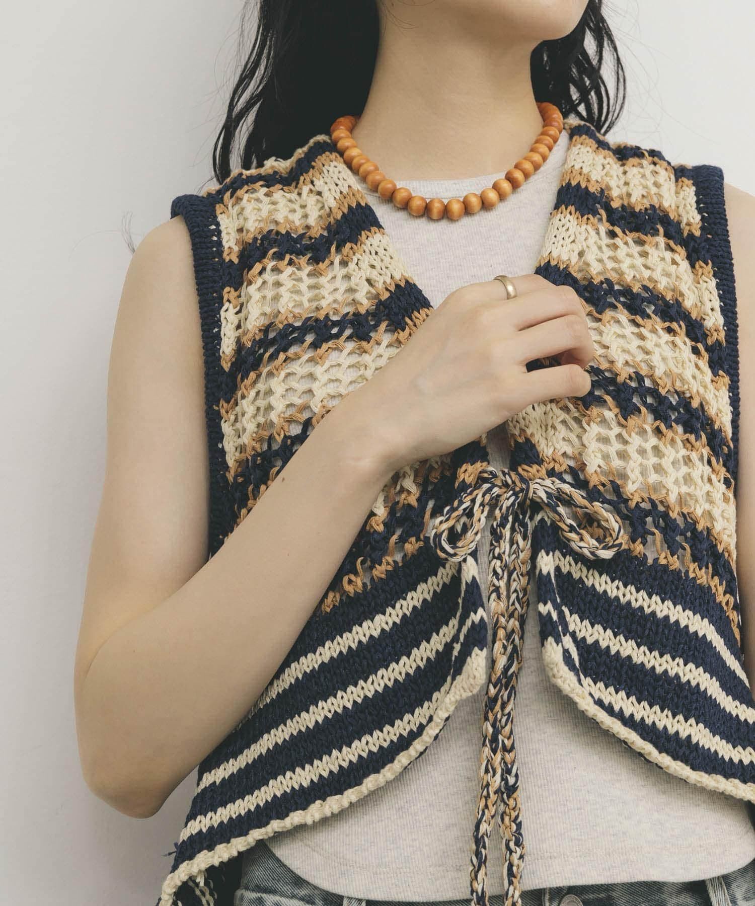  「2WAYボーダーベスト」|ニット・セーター|