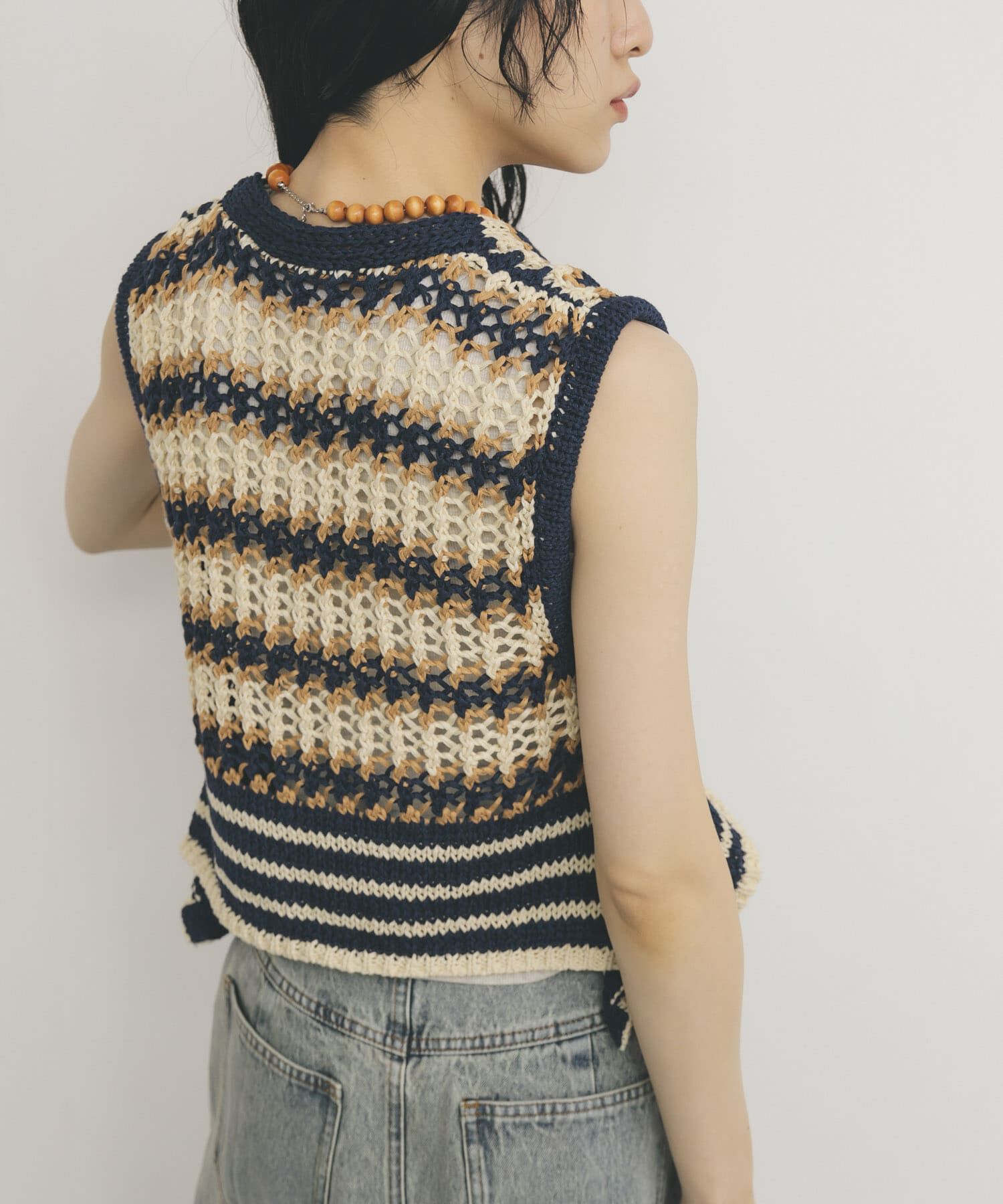  「2WAYボーダーベスト」|ニット・セーター|