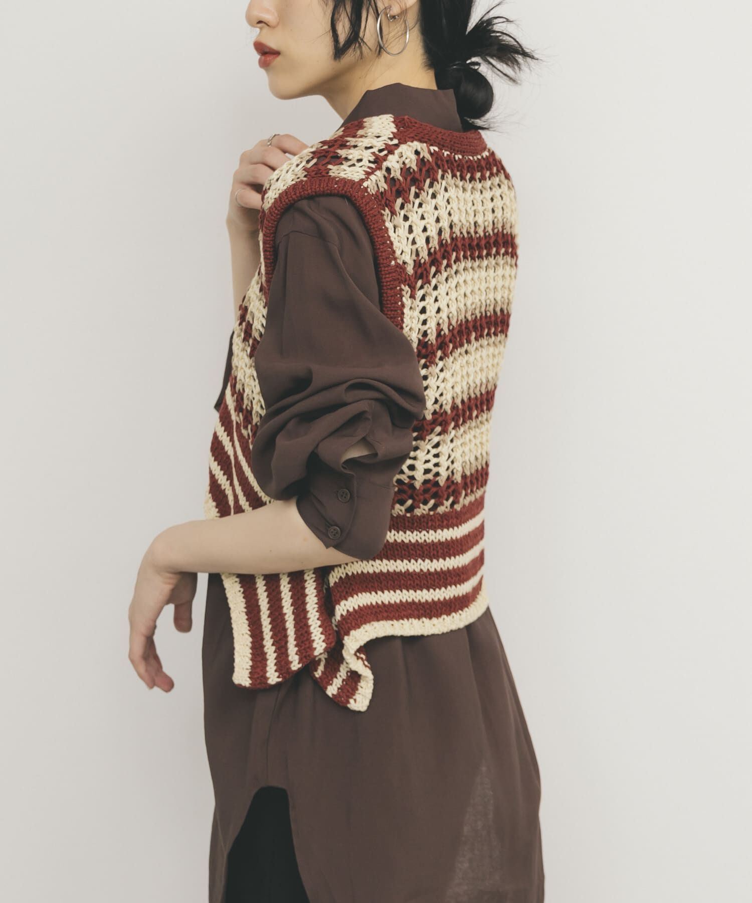  「2WAYボーダーベスト」|ニット・セーター|