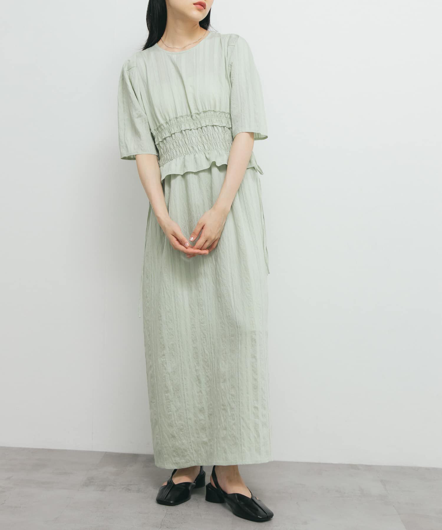  「フリルシャーリングドッキングワンピース」|ワンピース|