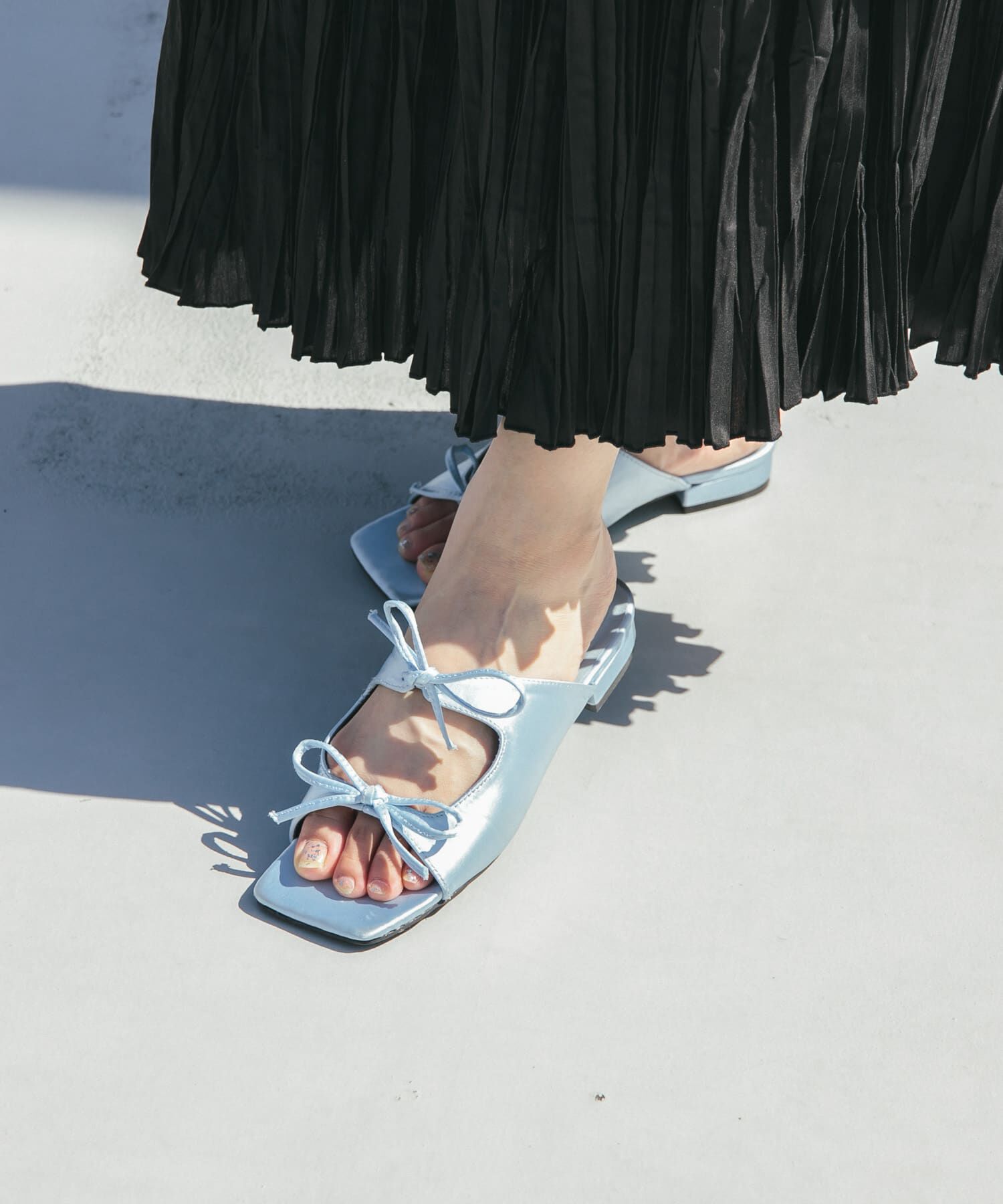  「サテンリボンミュール」|サンダル|